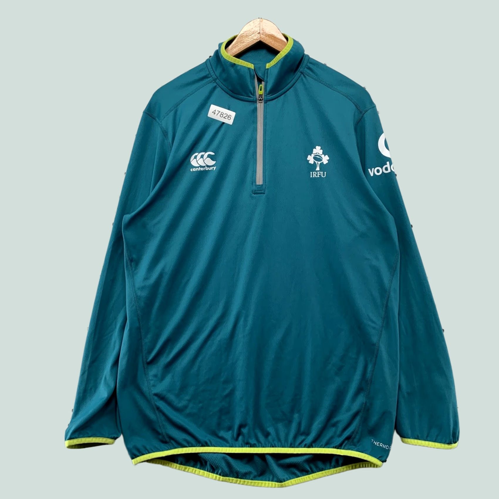 Vintage Canterbury Ireland IRFU 1/4 Quarter Zip Pullover Mens Large Teal Rugby Shirt Size US L / EU 52-54 / 3 - 1 Thumbnail