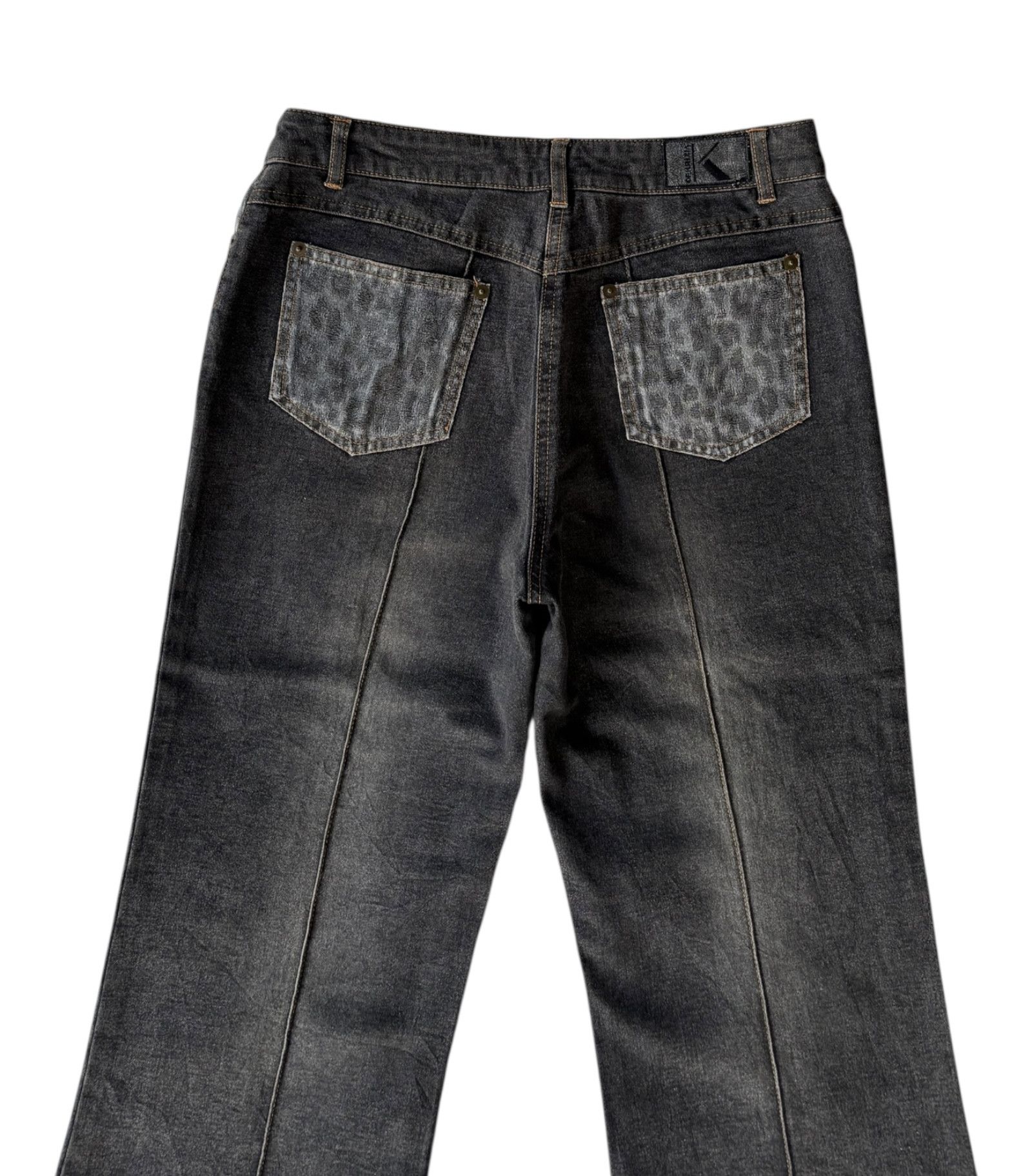 Krizia × Krizia Uomo × Roberto Cavalli Krizia Leopard Flare Jeans Bootcut Black Jeans Size 28" / US 6 / IT 42 - 8 Thumbnail