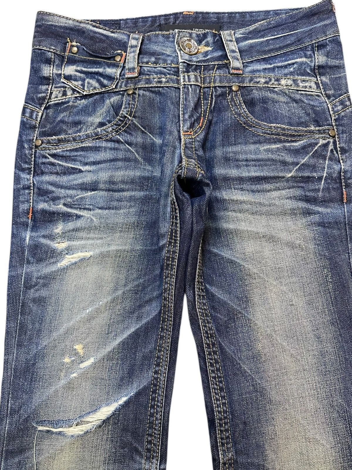 Japanese Brand Vintage Lolita Flare Bootcut Clawmark Whiskers Denim Size US 29 - 2 Thumbnail