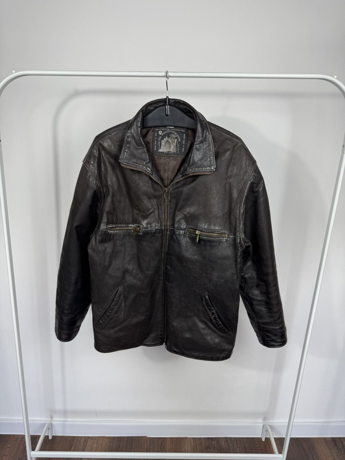 Leather Vintage Heavy Distressed Leather Jacket Brown Zip Biker Men Size US XL / EU 56 / 4 - 1 Thumbnail