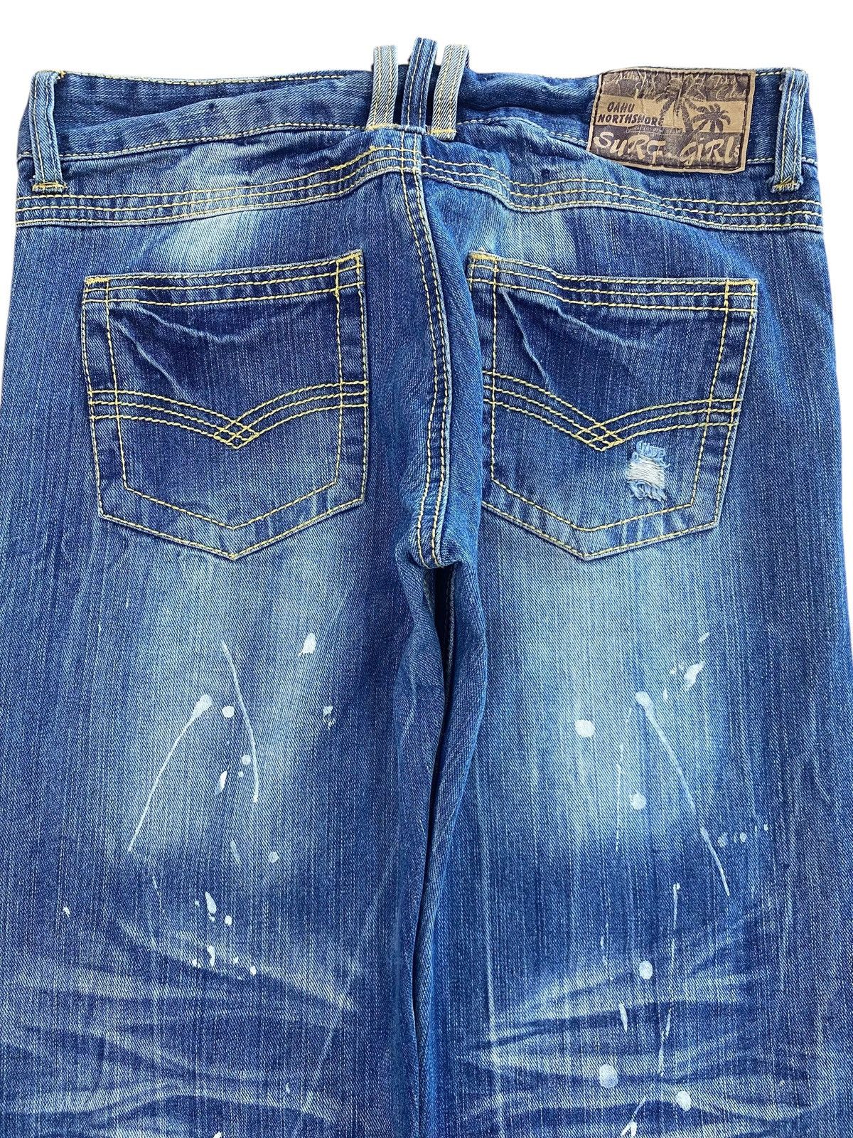 Japanese Brand Surf Girl Patch Work Distressed Style Skinny Leg Jeans Size 31" - 4 Thumbnail