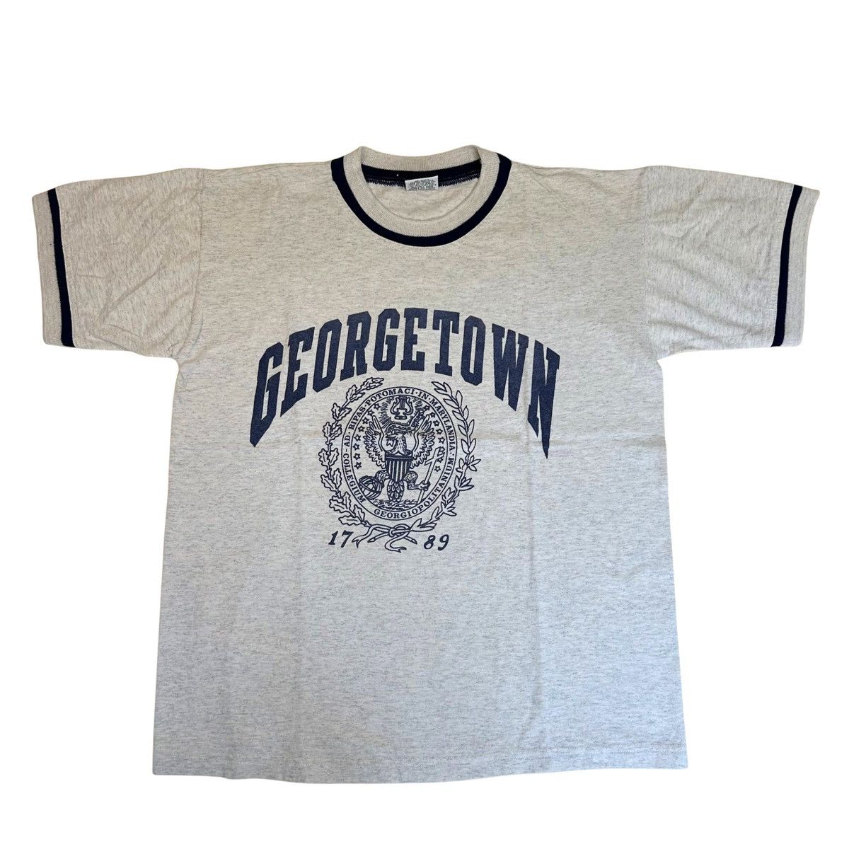 NCAA Vintage Georgetown University Latin Insignia Ringer T Shirt Size US L / EU 52-54 / 3 - 1 Thumbnail