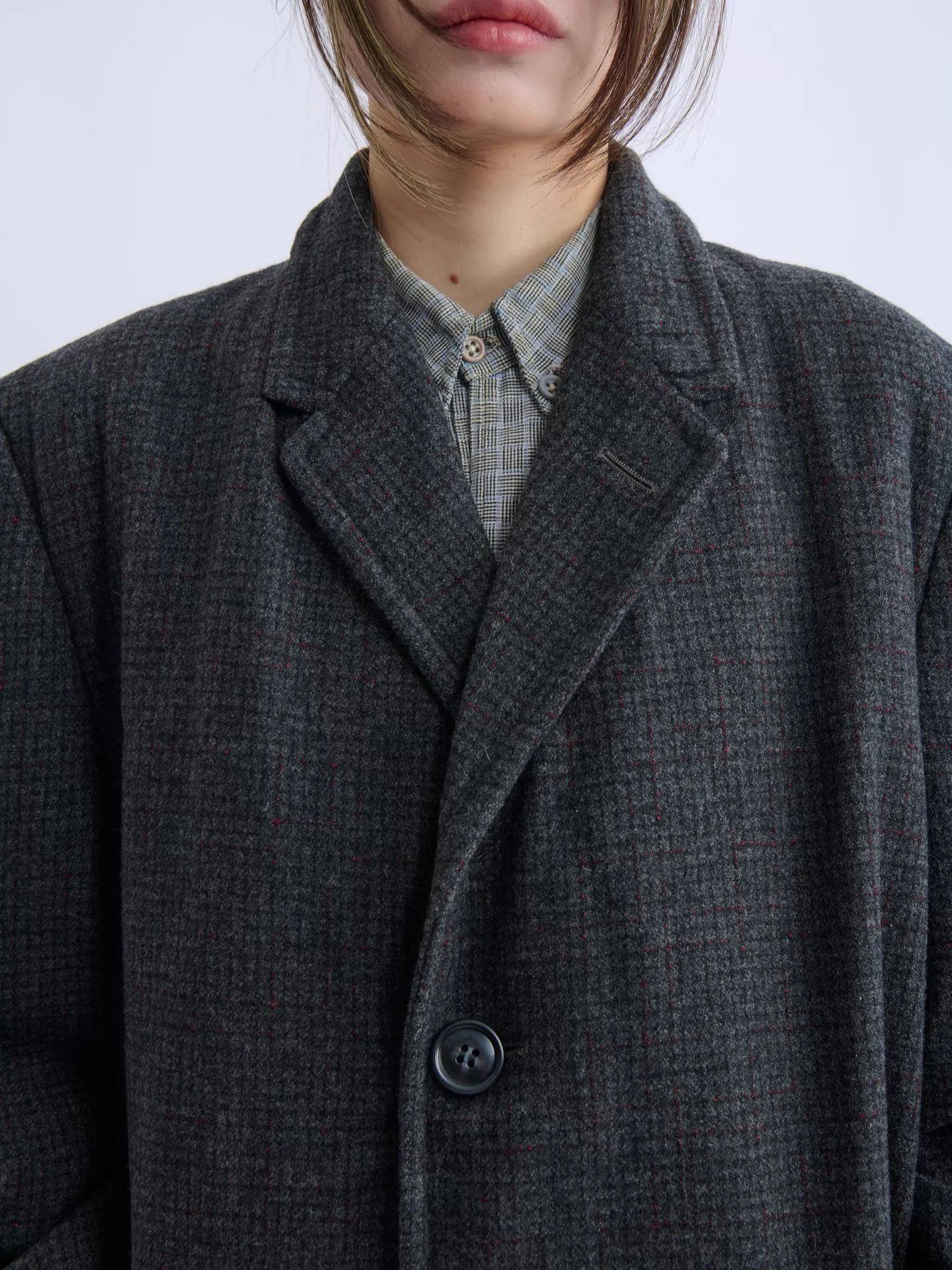 Other Great Dane 50s Relaxed Wool Red Plaid Chesterfield Coat Size US M / EU 48-50 / 2 - 6 Thumbnail