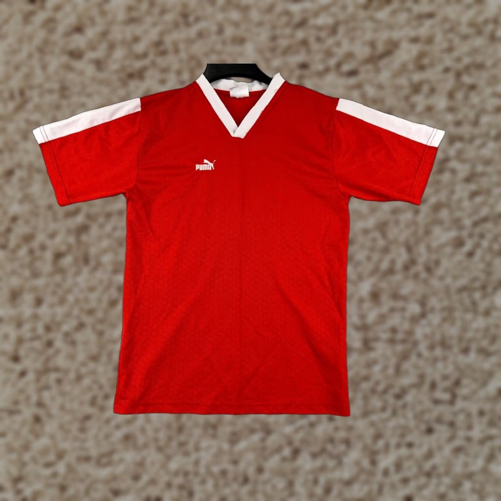 Puma PUMA Soccer Jersey Adult Medium Red White V-Neck Short Sleeve Polyester #1 Size US M / EU 48-50 / 2 - 1 Thumbnail