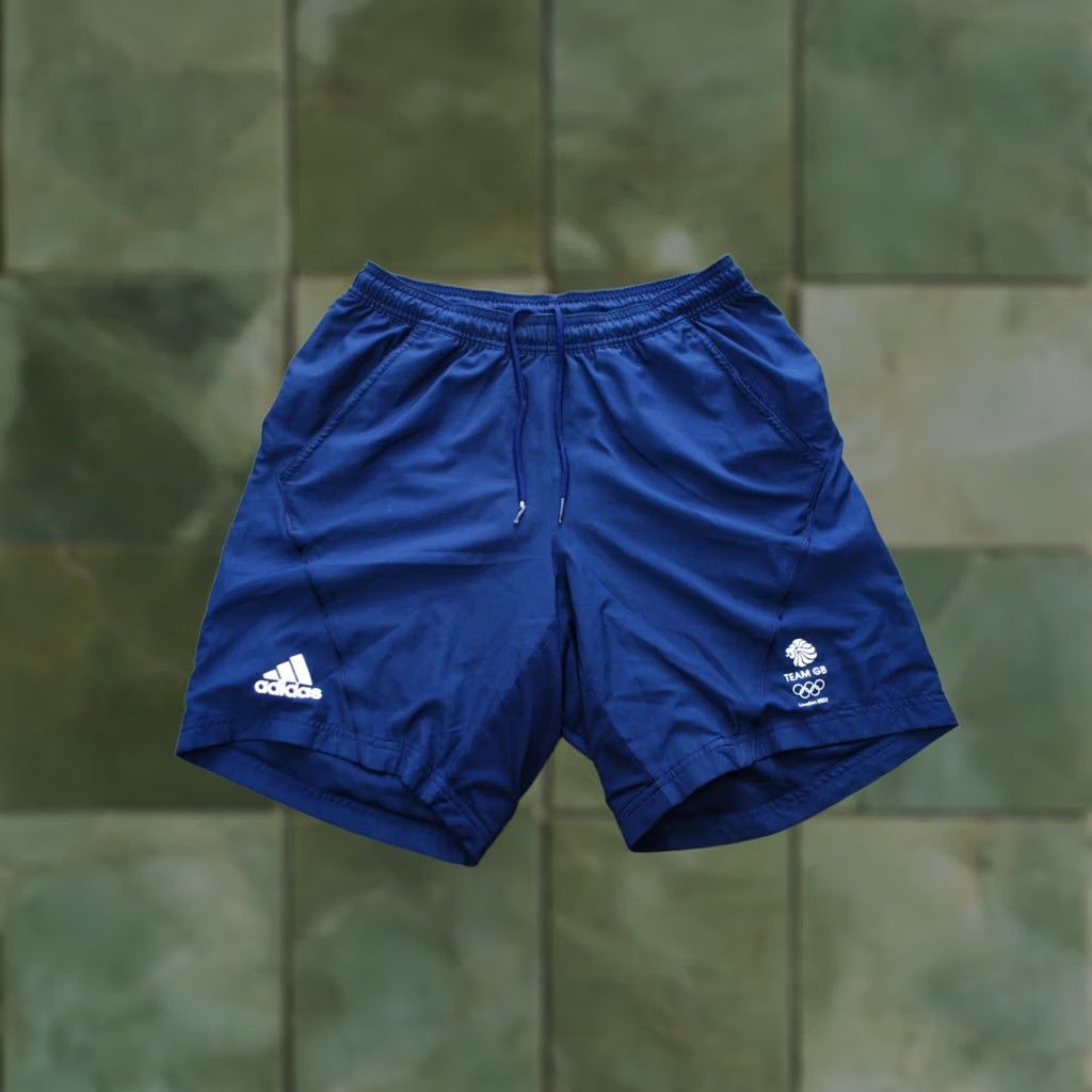 Adidas adidas GREAT BRITAIN TRAINING SHORTS WITH POCKETS OLYMPIC GAMES 2012 MENS SZ S BLUE X52364 Size US 29 - 1 Thumbnail