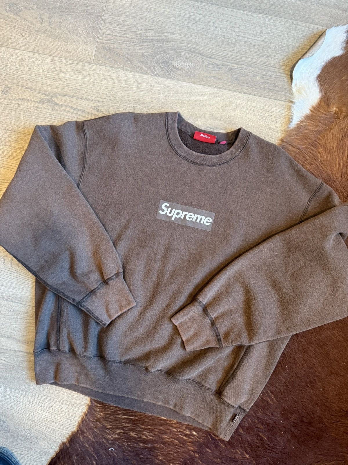 Supreme Supreme Washed Box Logo Crewneck Brown Size US M / EU 48-50 / 2 - 2 Thumbnail