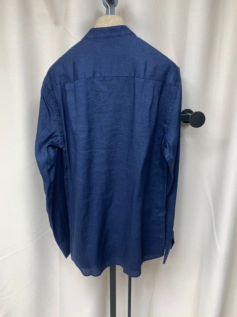 Loro Piana LORO PIANA Light collar linen shirt in dark blue with long Size US M / EU 48-50 / 2 - 7 Thumbnail
