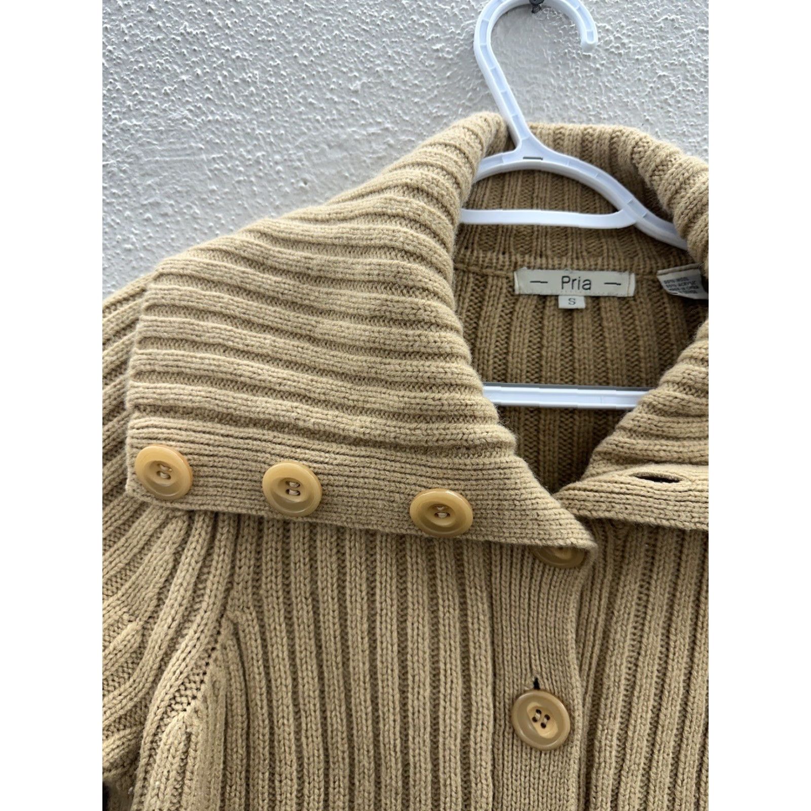Vintage PRIA Cardigan Women Shirt Adult Small Brown Wool Blend Long Sleeve Full Button Up Sweater Vintage No Size S / US 4 / IT 40 - 2 Thumbnail