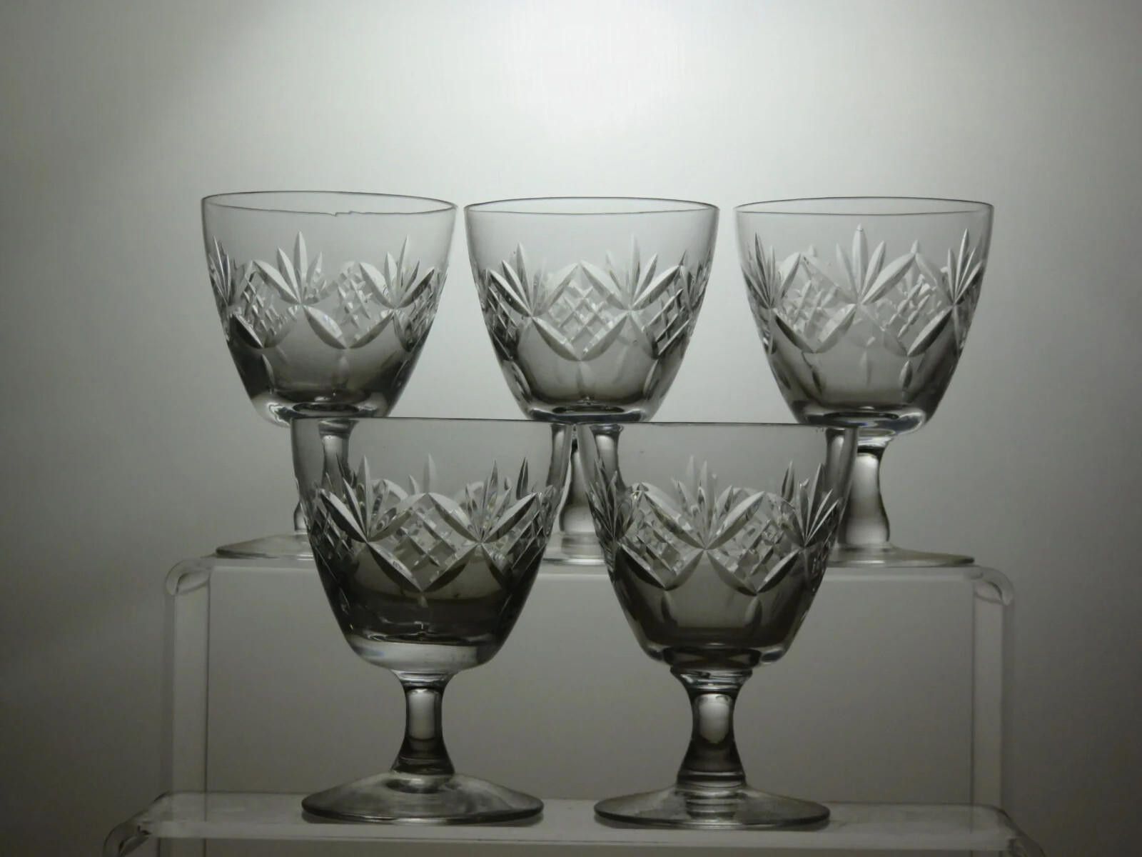 Unknown London Set of 5 Vintage Cut Crystal Goblets Size ONE SIZE - 2 Thumbnail