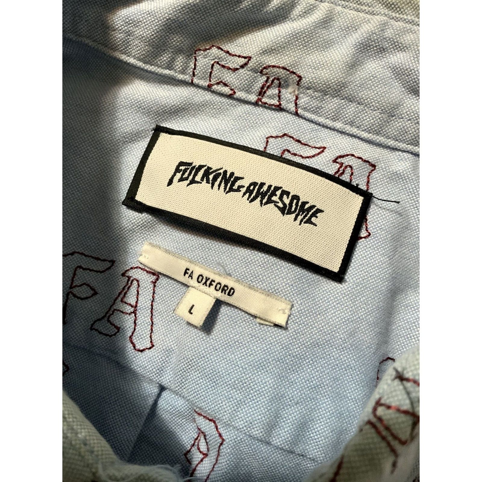 Fucking Awesome Fucking Awesome FA Oxford Blue One Pocket Button Down L/S Shirt Sz. L Mens Size US L / EU 52-54 / 3 - 5 Thumbnail