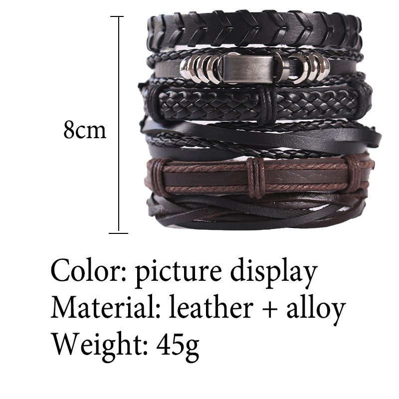 Vintage Vintage Multi-Layer Leather Bracelet – Punk-Inspired Style Size ONE SIZE - 5 Thumbnail