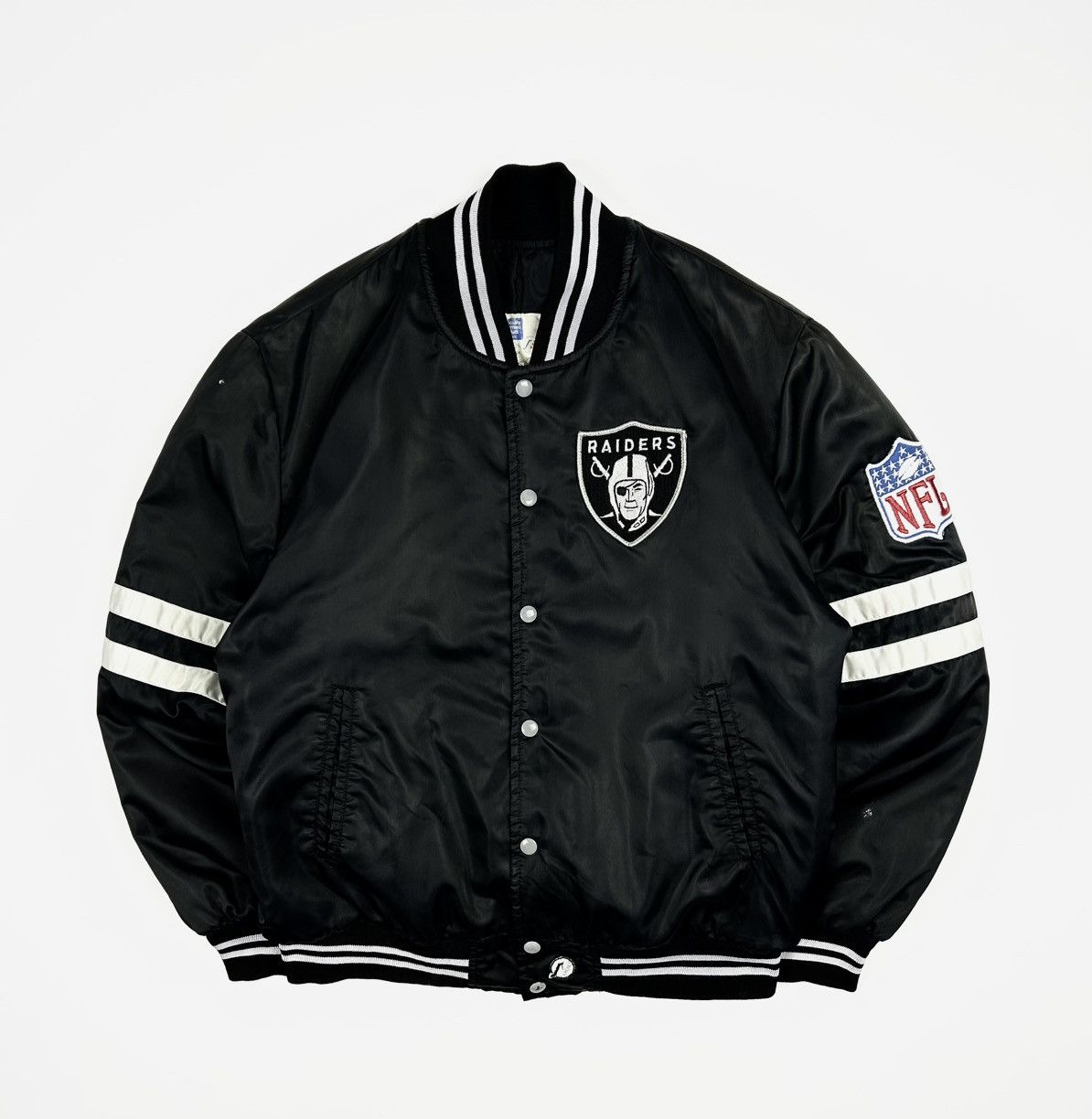 NFL Vintage Raiders Varsity NFL 90s Bomber Jacket Size US XL / EU 56 / 4 - 1 Thumbnail