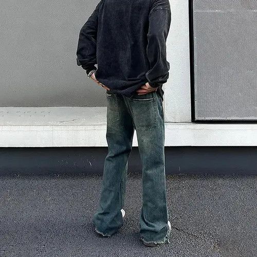 Japanese Brand Flared jeans wide legs ripped vintage baggy pants Y2k Size US 30 / EU 46 - 5 Thumbnail