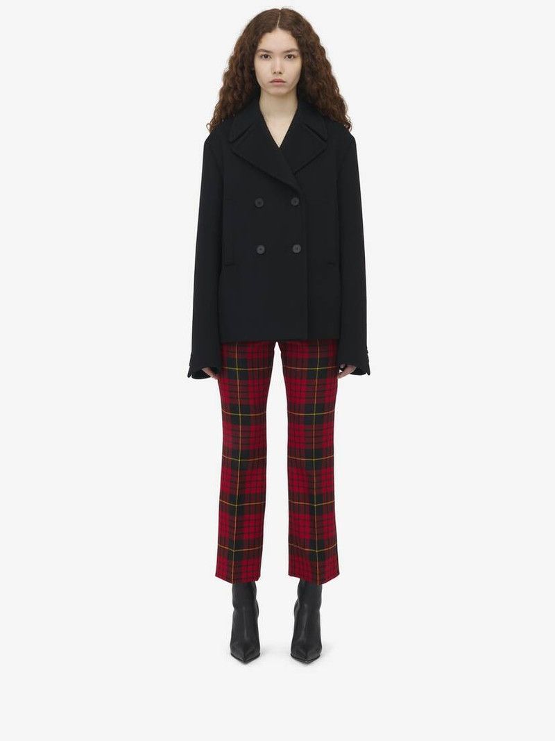 Alexander McQueen o1srvl11e0226 Wool Felt Peacoat In Black Size XL / US 12-14 / IT 48-50 - 3 Thumbnail