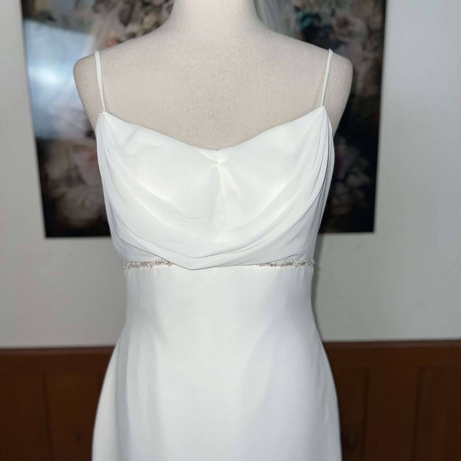 Vintage Pretty Vintage 90s Jacqueline Chiffon Drape Wedding Gown! Size M / US 6-8 / IT 42-44 - 3 Thumbnail