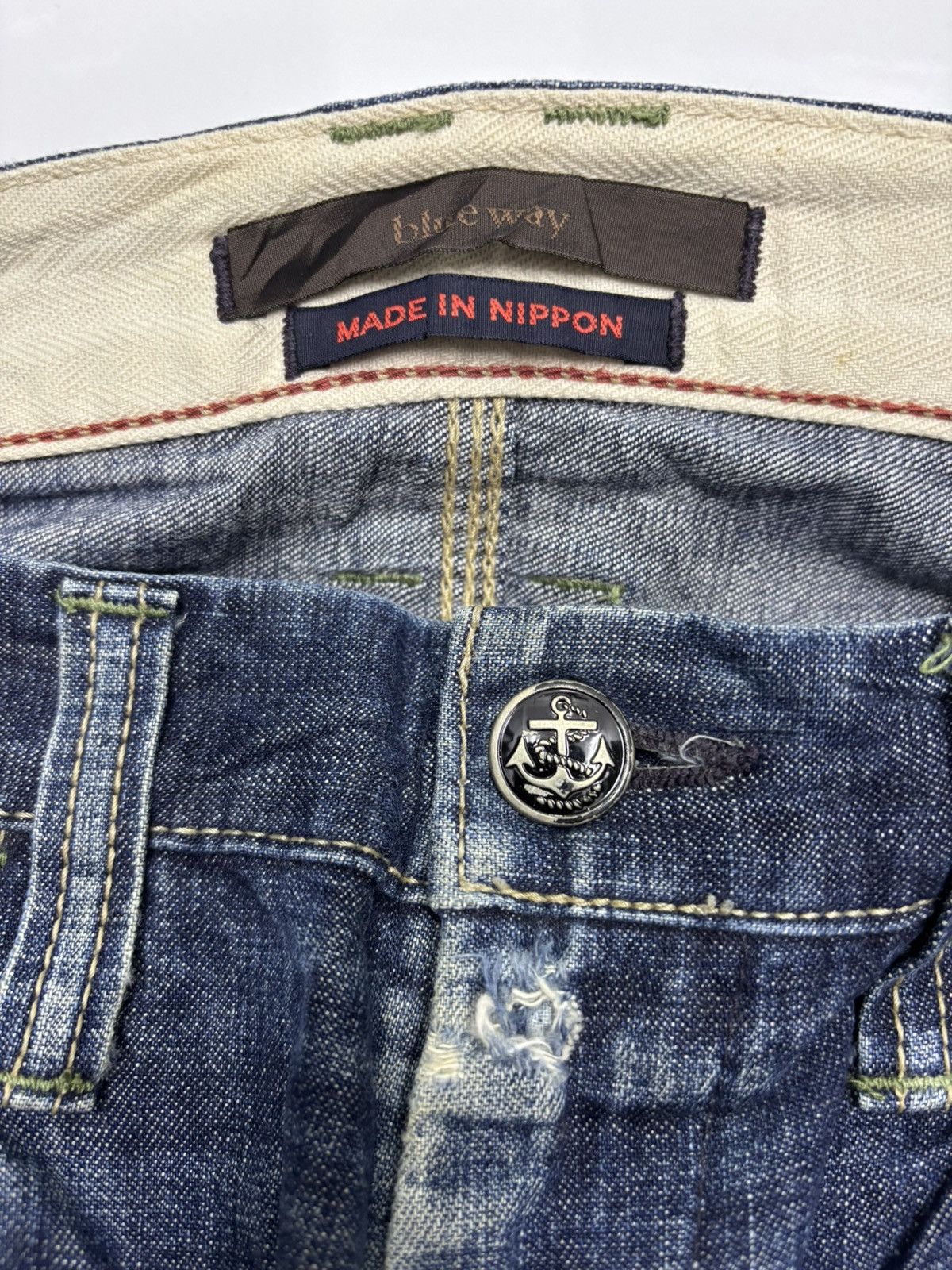 Hysteric Glamour 🔥BLUE WAY MADE IN NIPPON BAGGY JEANS DISTRESSED DENIM RARE Size US 33 - 9 Thumbnail
