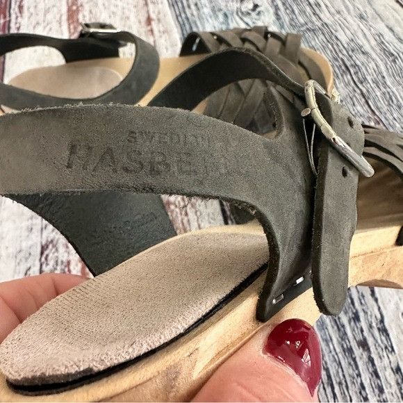 Swedish Hasbeens Swedish Hasbeens Gray Leather Weave Sandals Size US 6.5 / IT 36.5 - 4 Thumbnail