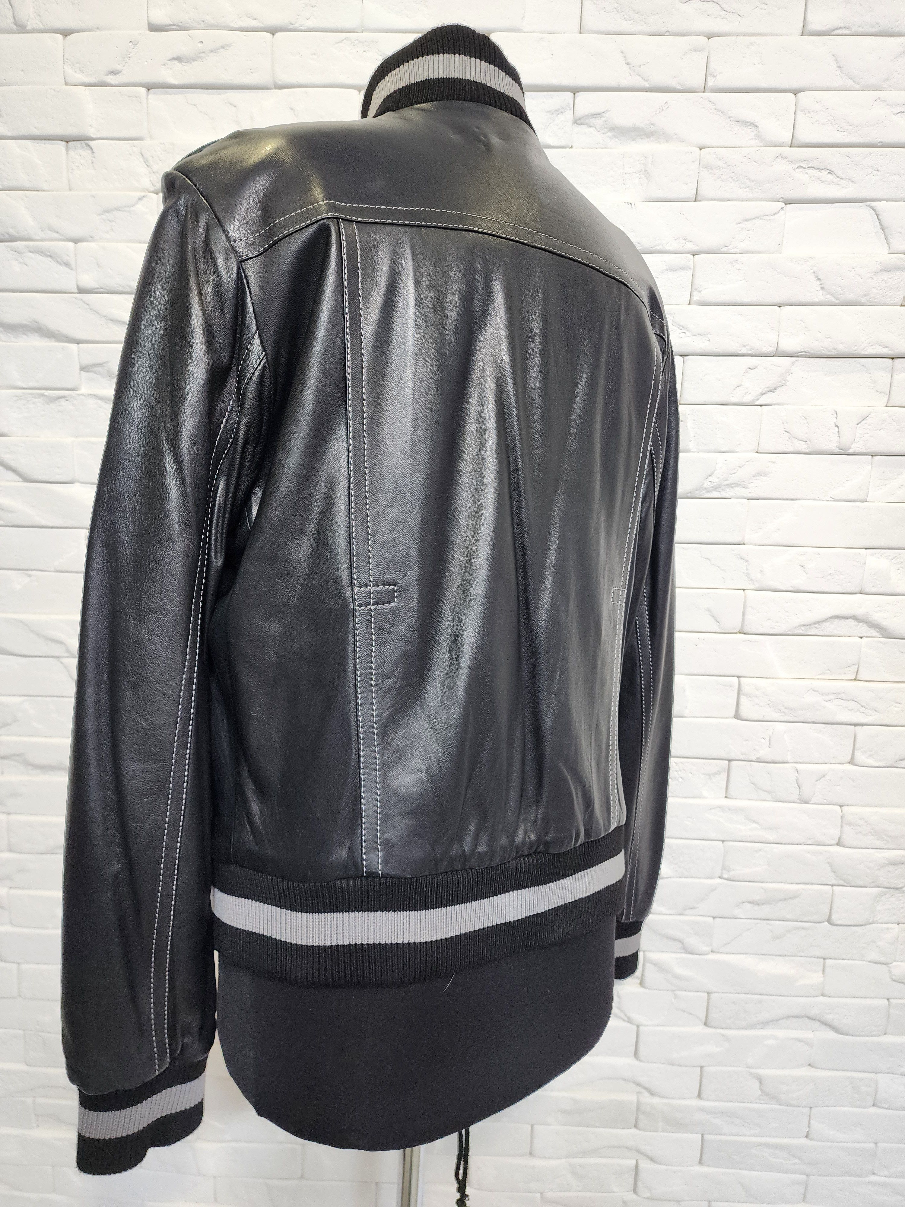 Genuine Leather Men's Black Genuine Leather Jacket: Buttoned Pockets Size US L / EU 52-54 / 3 - 5 Thumbnail