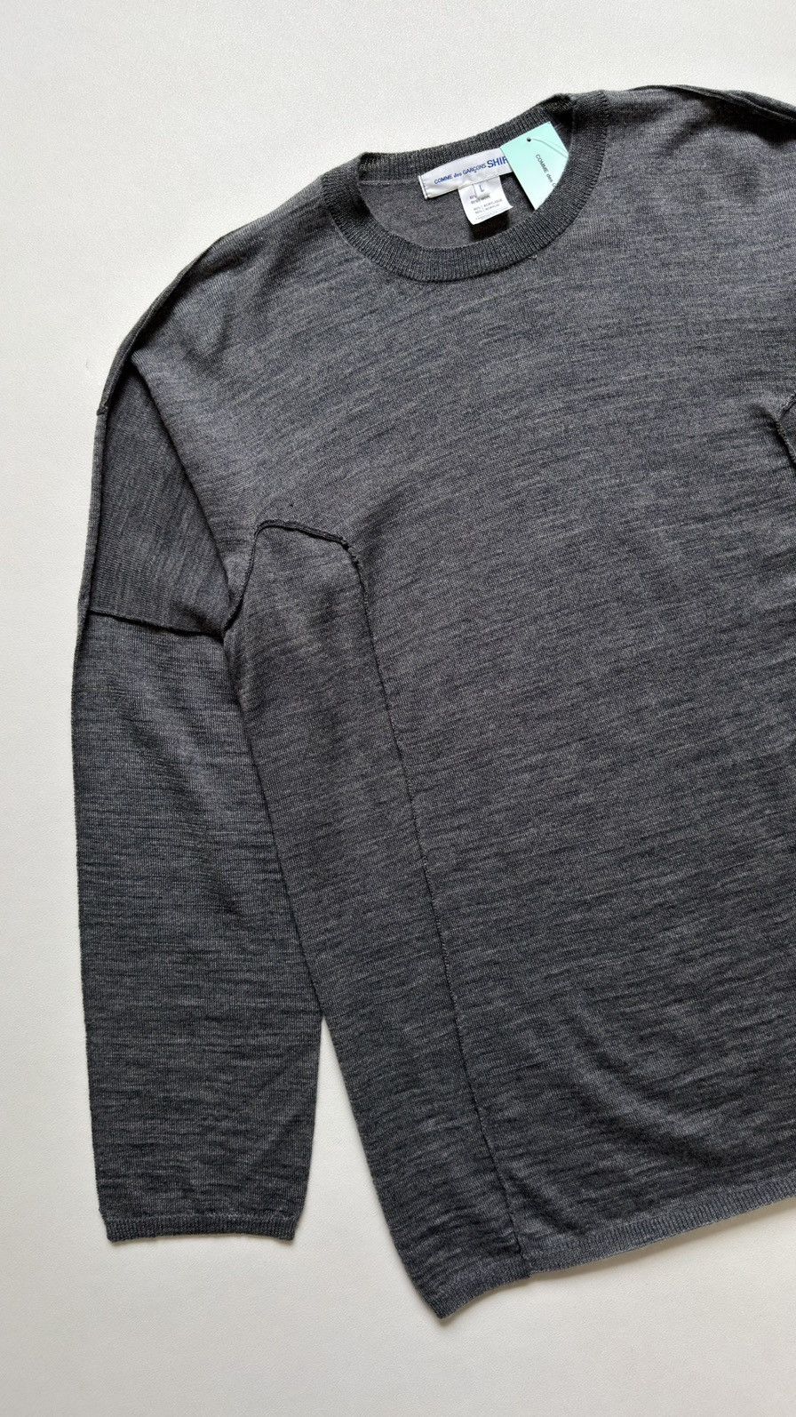 Comme des Garcons Gray Panelled Wool Sweater Size US M / EU 48-50 / 2 - 7 Thumbnail