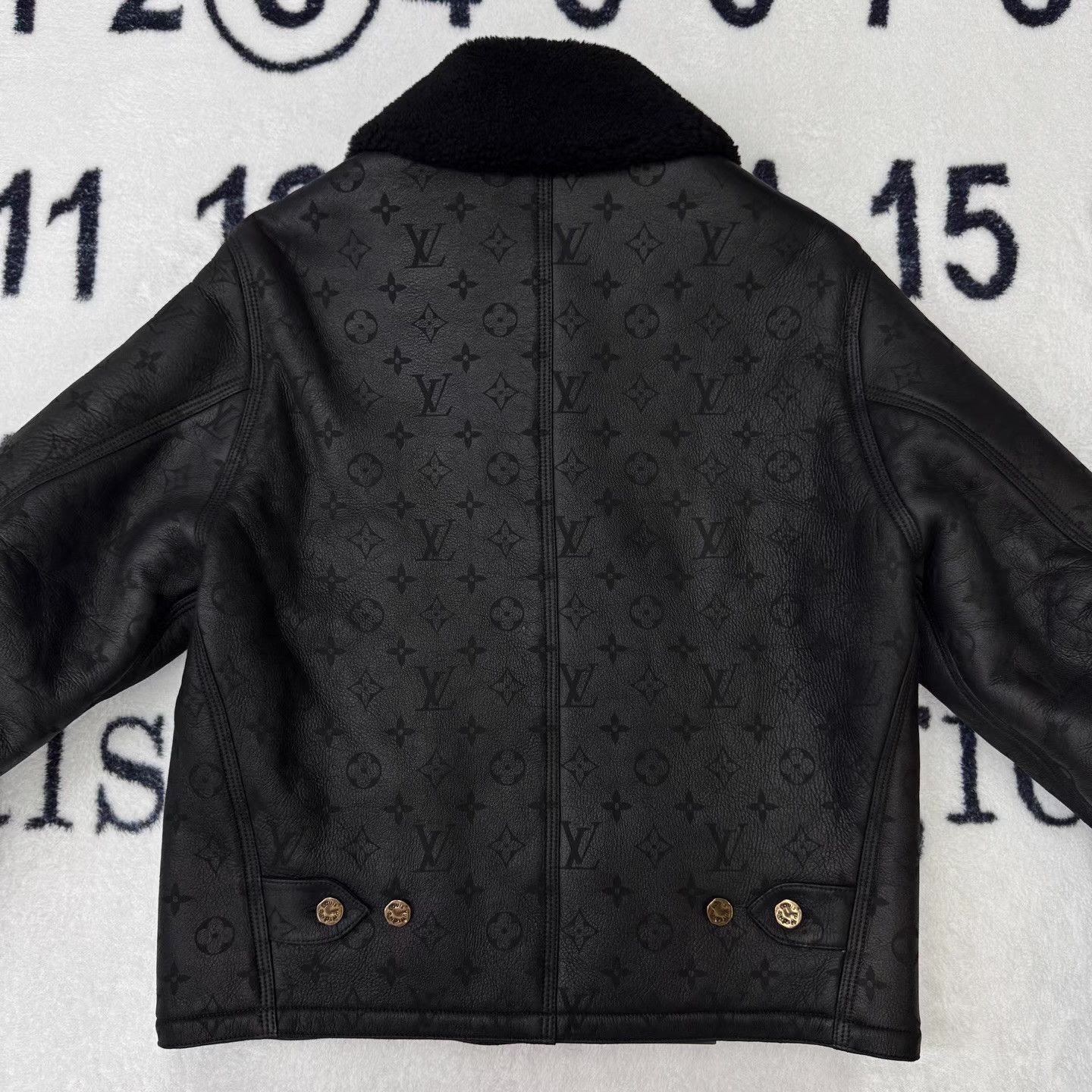 Louis Vuitton LV Black Monogram Shearling Jacket Q10 Size US L / EU 52-54 / 3 - 3 Thumbnail