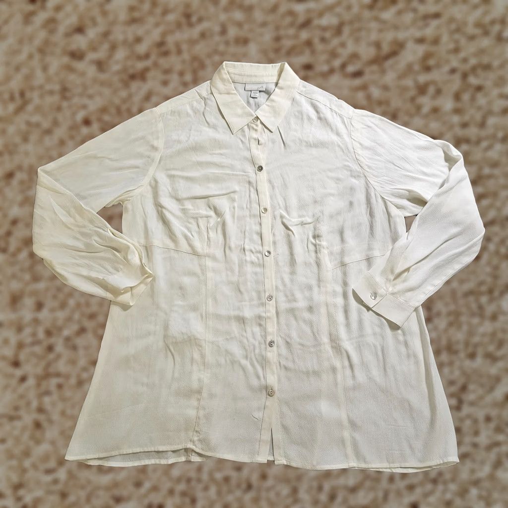J. Jill J. Jill Top Womens 1X White Button Long Sleeve Casual Minimal Shirt Blouse Capsule Career Classic Size XL / US 12-14 / IT 48-50 - 1 Thumbnail