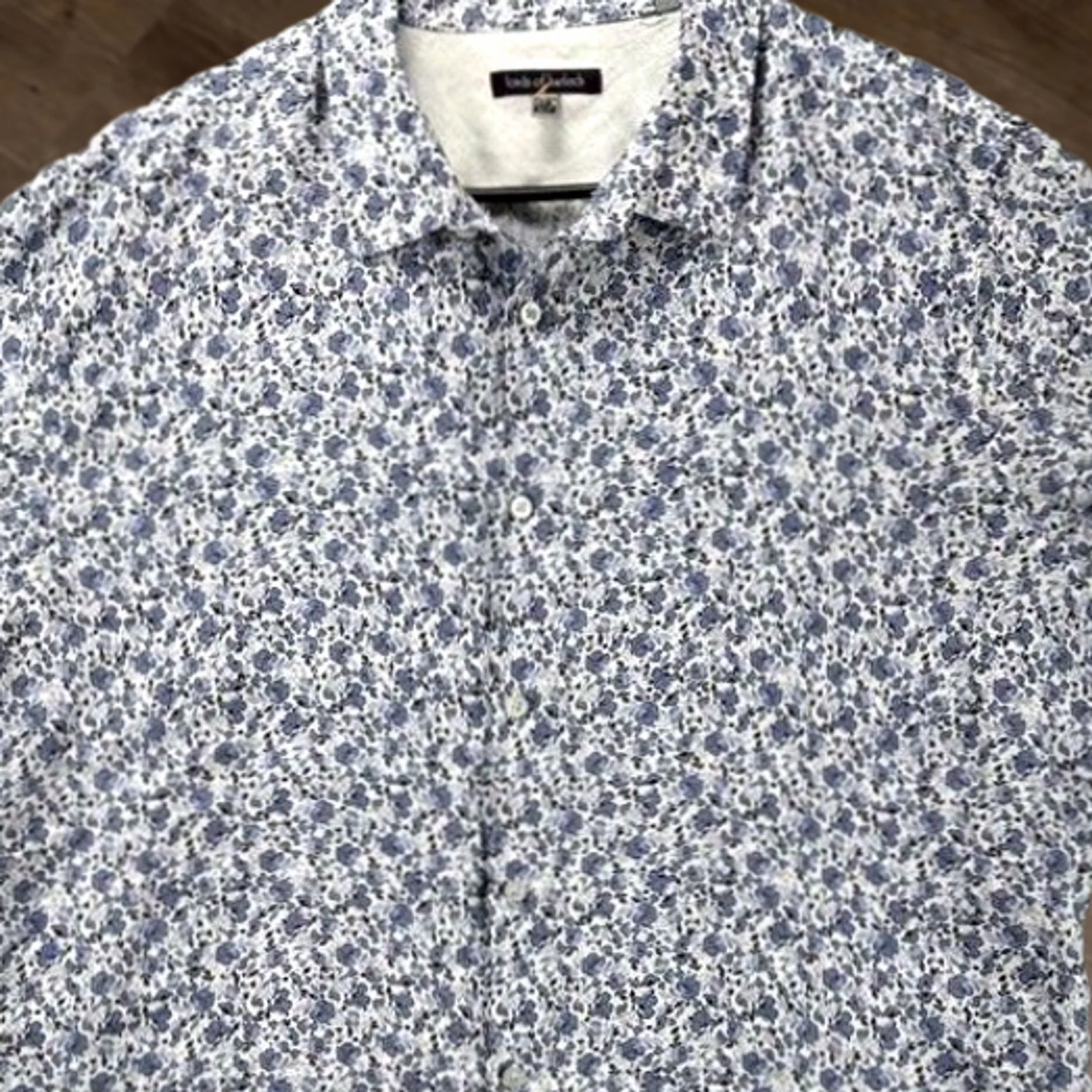 Vintage Lords of Harlech Linen Shirt Men's Floral Print Button Up XL Blue Linen Shirt Short Sleeve Button-Down Casual Men’s Size US XL / EU 56 / 4 - 1 Thumbnail