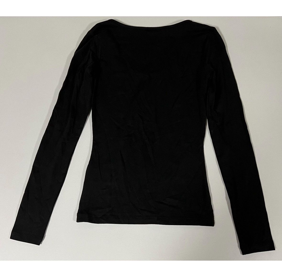 Vintage Black Solid Scoop-Neck Long Sleeve Tee T-Shirt Top Size XS 🖤 Size XS / US 0-2 / IT 36-38 - 2 Thumbnail
