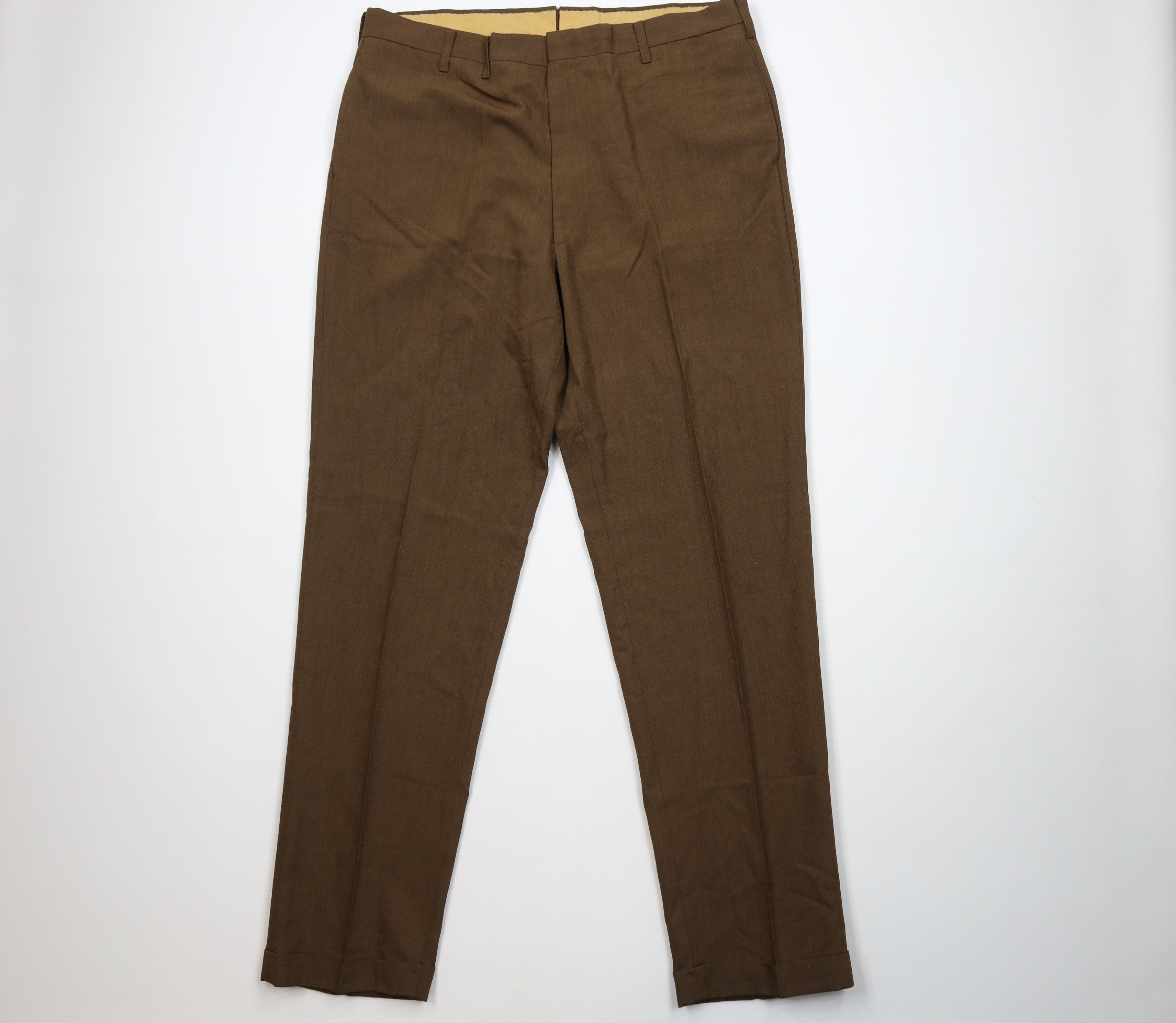 Levi's Vintage 70s Levis Wool Blend Knit Chino Pants Brown USA Size US 38 / EU 54 - 1 Thumbnail