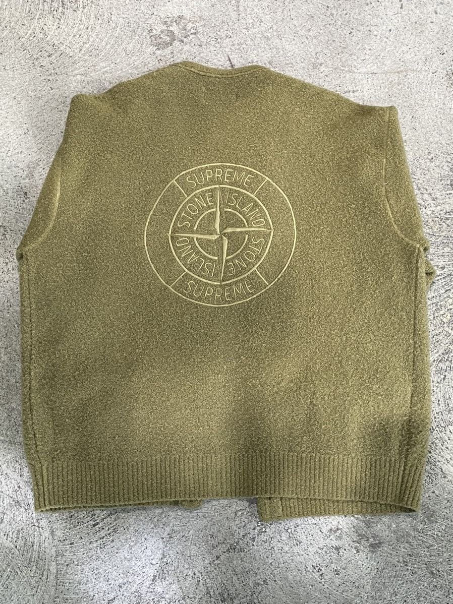 Supreme Supreme Stone Island Boucle Cardigan Olive Size US M / EU 48-50 / 2 - 3 Thumbnail