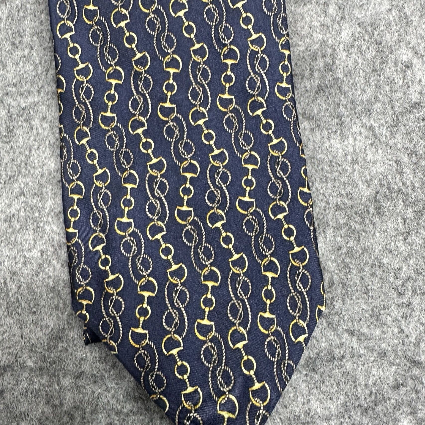 Jockey VINTAGE Beaufort Brand Mens Tie Horsebit Silk Equestrian Italy Geometric Retro 57" Blue Size ONE SIZE - 5 Thumbnail