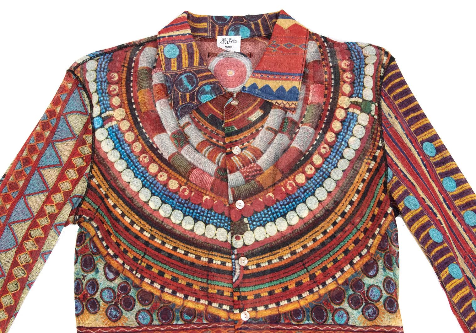 Jean Paul Gaultier Ethnic Print Power Net Shirt Multi Color Size 48 Size US M / EU 48-50 / 2 - 2 Thumbnail