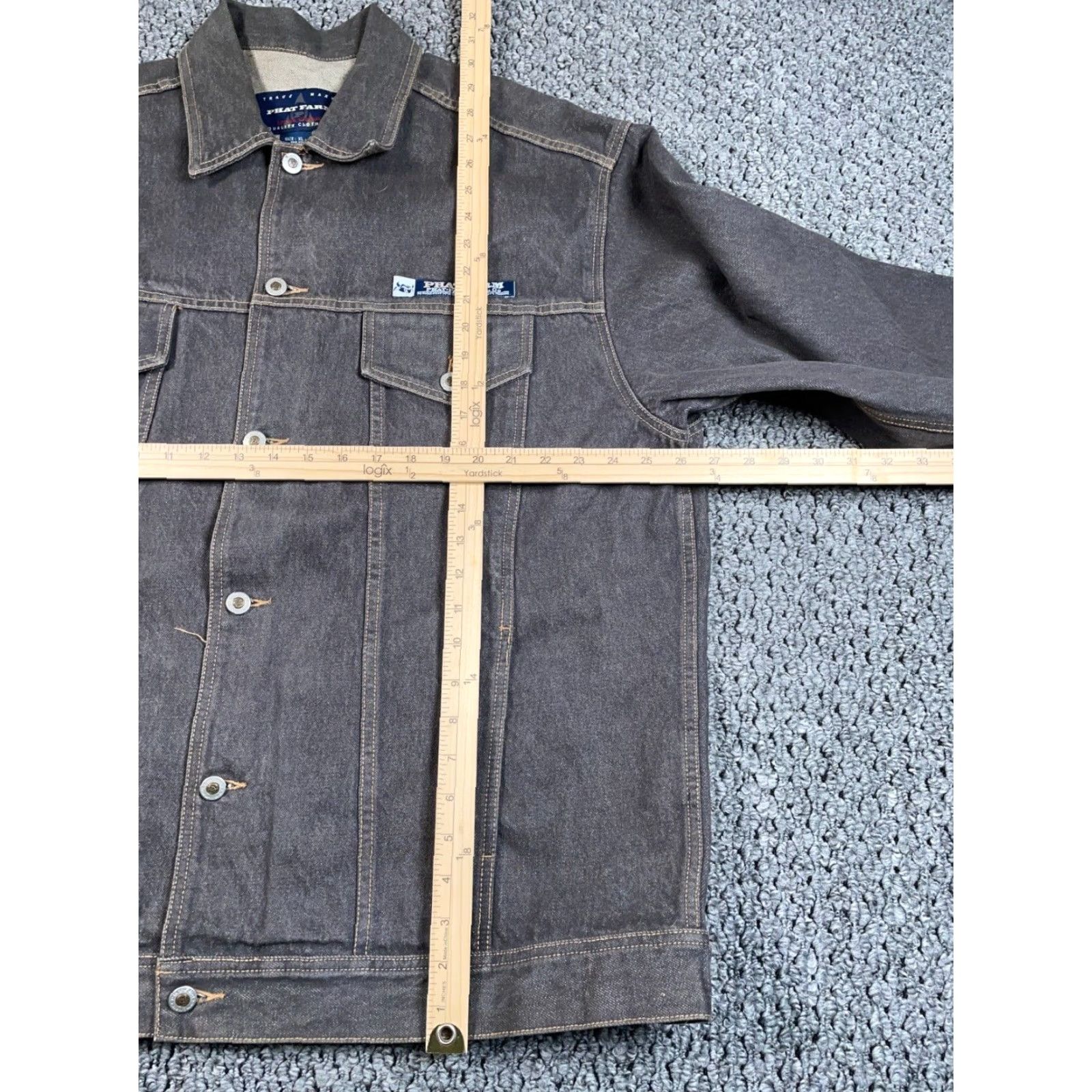 Phat Farm VINTAGE Phat Farm Jean Jacket Men's 2XL Gray Denim Streetwear Hip Hop Retro Size US 39 - 7 Thumbnail