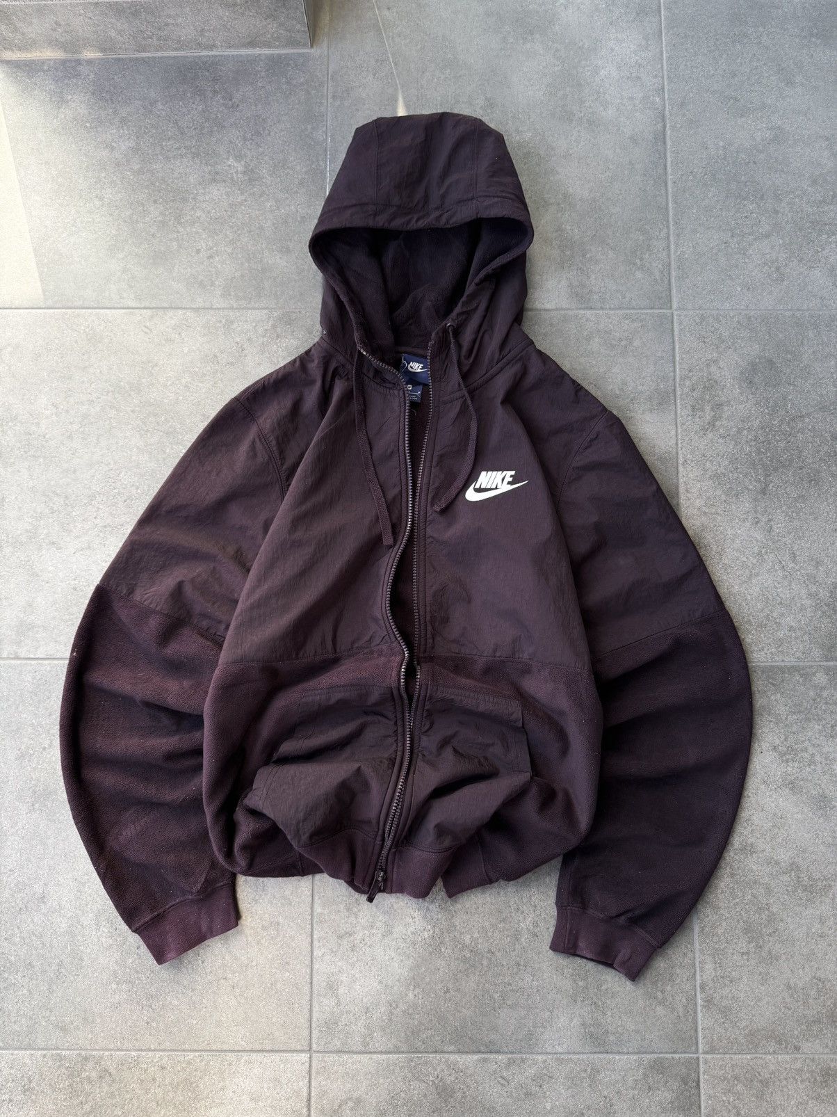 Nike Vintage 90’s Burgundy Nike Drill Check Zip Up Track Jacket Size US M / EU 48-50 / 2 - 1 Thumbnail