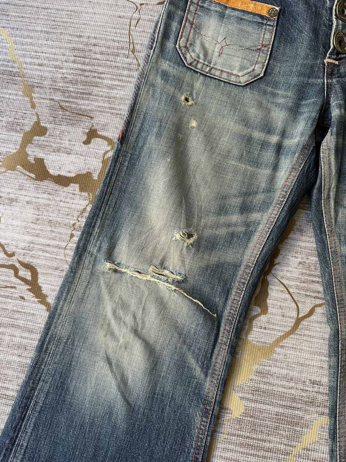Edwin FLARE Edwin Blue Trip Fatigue Design Distressed Denim Size US 29 - 9 Thumbnail