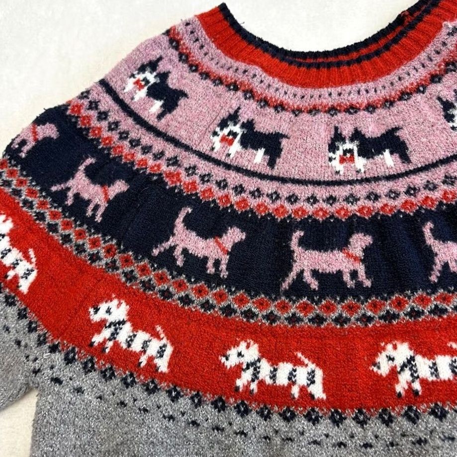Vintage Holiday Time Ugly Christmas Sweater Metallic Dog Fair Isle Pullover Womens Size XL Size XL / US 12-14 / IT 48-50 - 3 Thumbnail