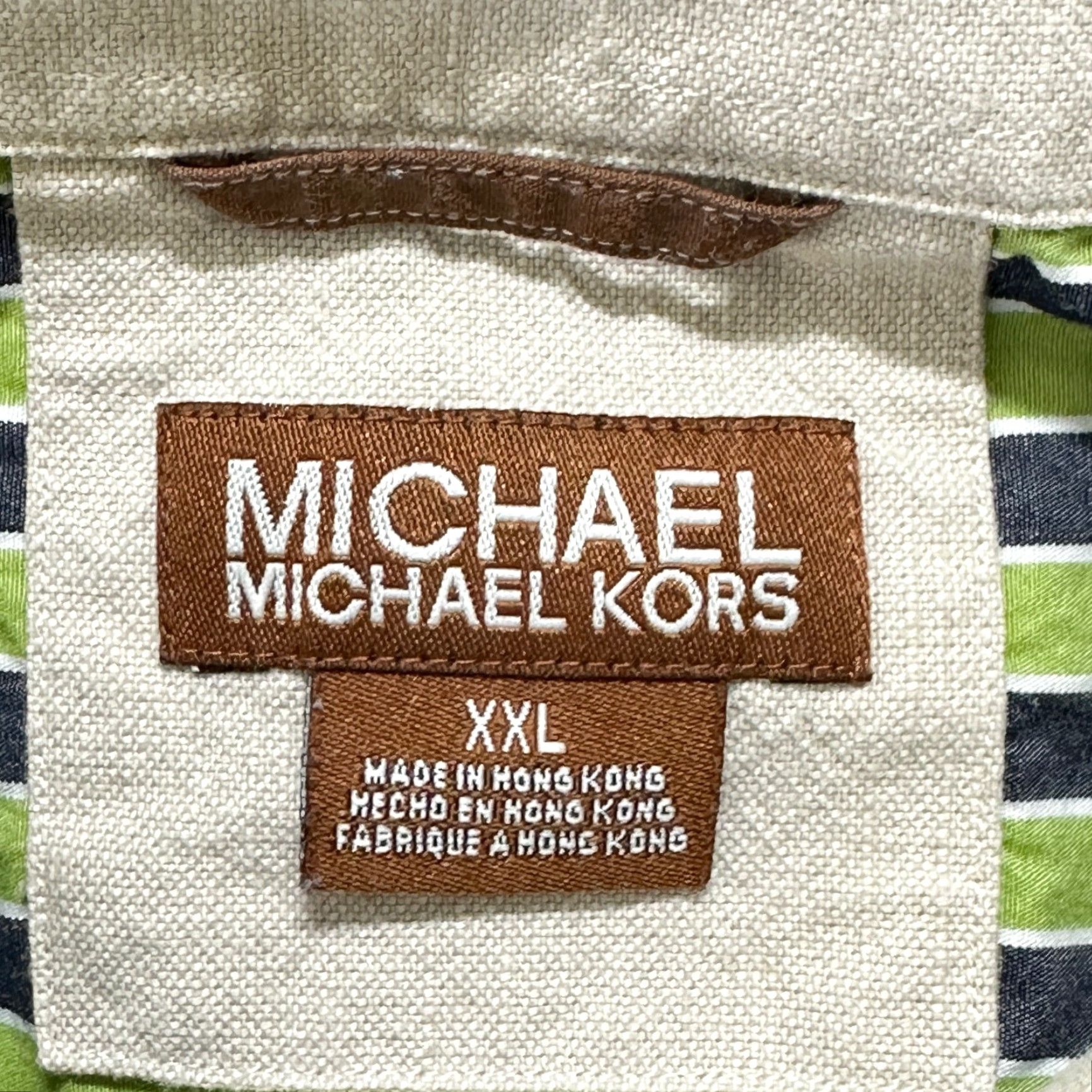 Michael Kors VINTAGE Michael Kors Button-Up Shirt 2XL Green Striped Cotton Long Sleeve Mens Retro 90s Y2K Casual Business Size US XXL / EU 58 / 5 - 7 Thumbnail
