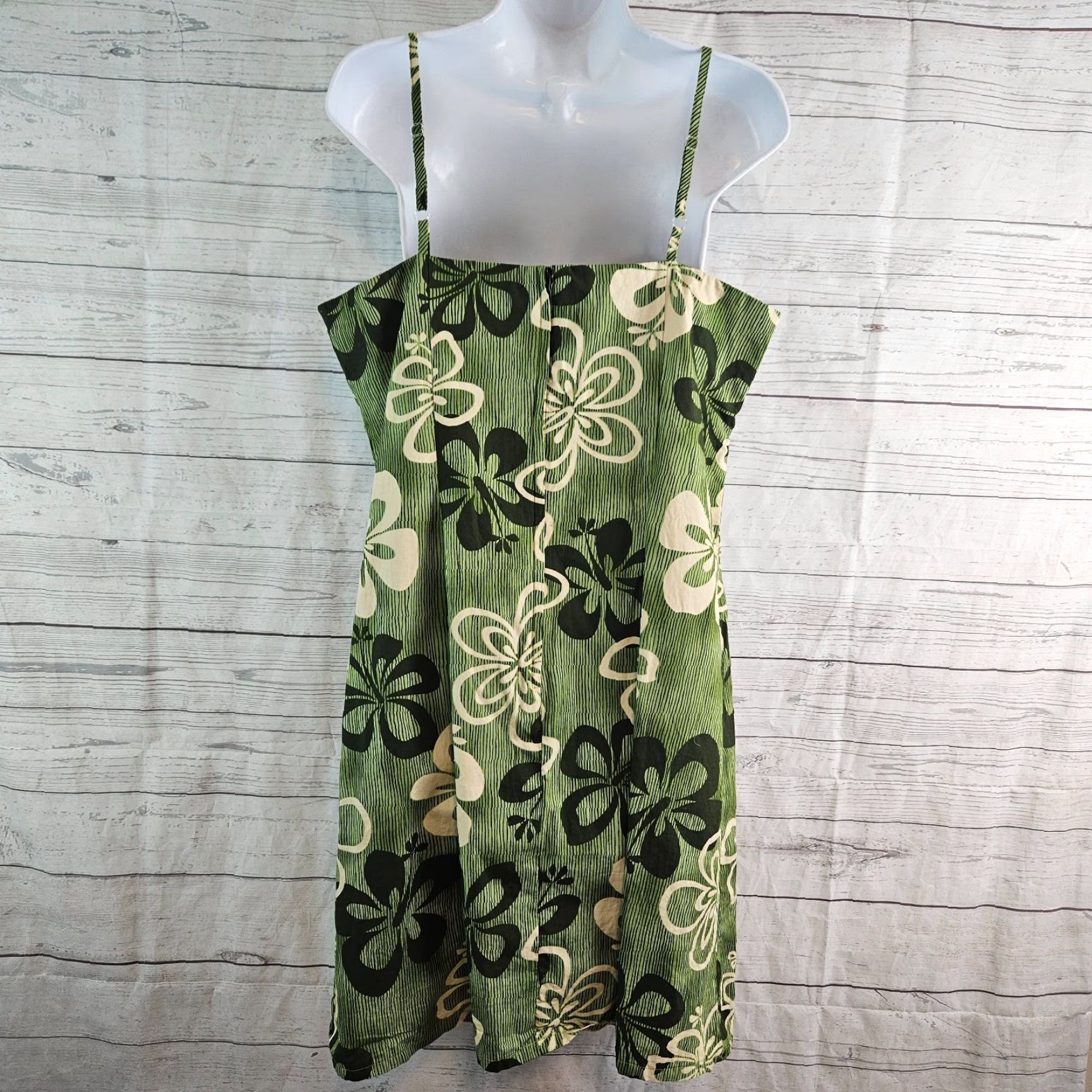 Hilo Hattie VINTAGE Hilo Hattie Dress Womens Sundress Green Floral Cotton L Size Sleeveless Knee Length Adjustables Straps Size L / US 10 / IT 46 - 3 Thumbnail