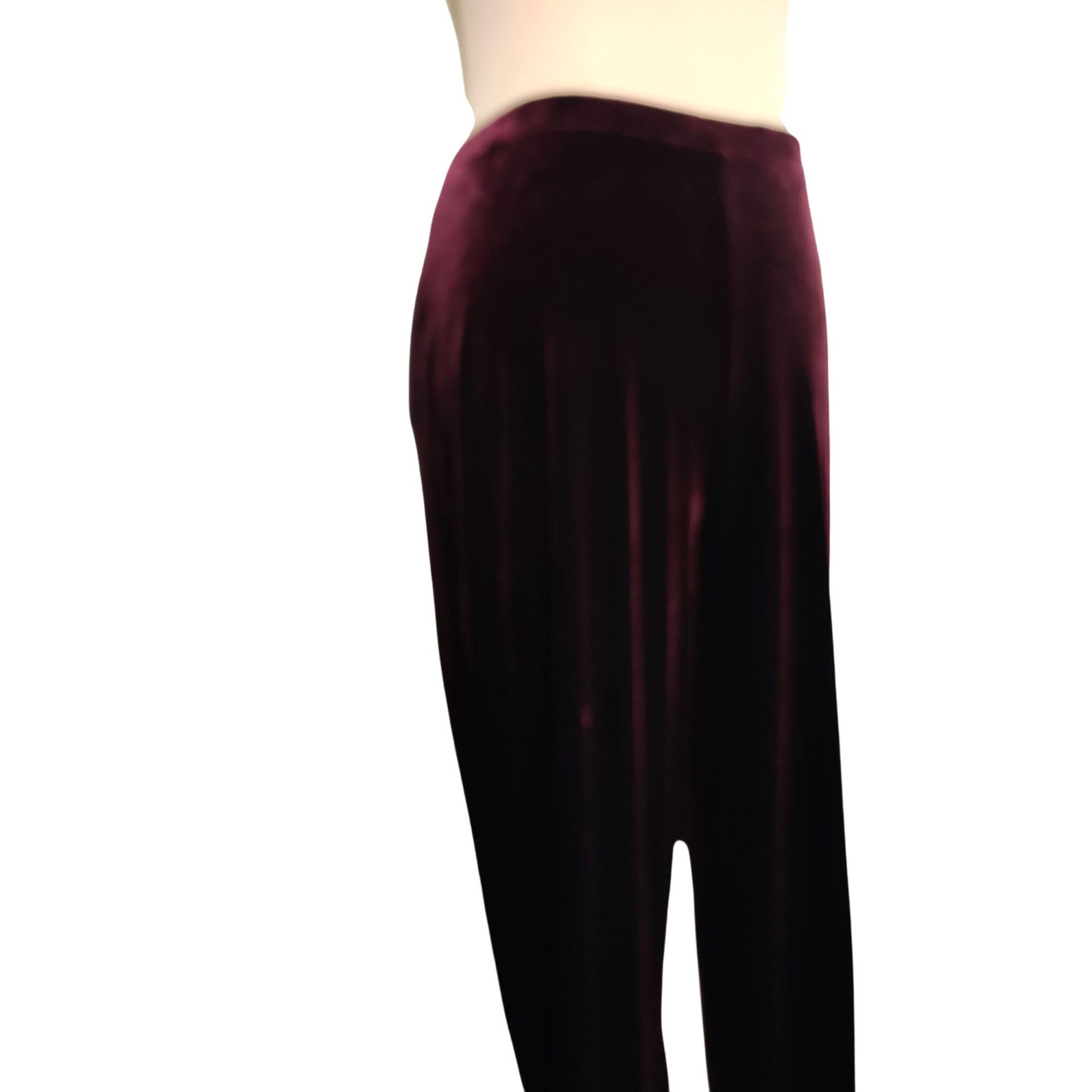 George George L Womens Pants Red Bordeaux Smooth Velvet Wide Leg St Size 35" - 9 Thumbnail