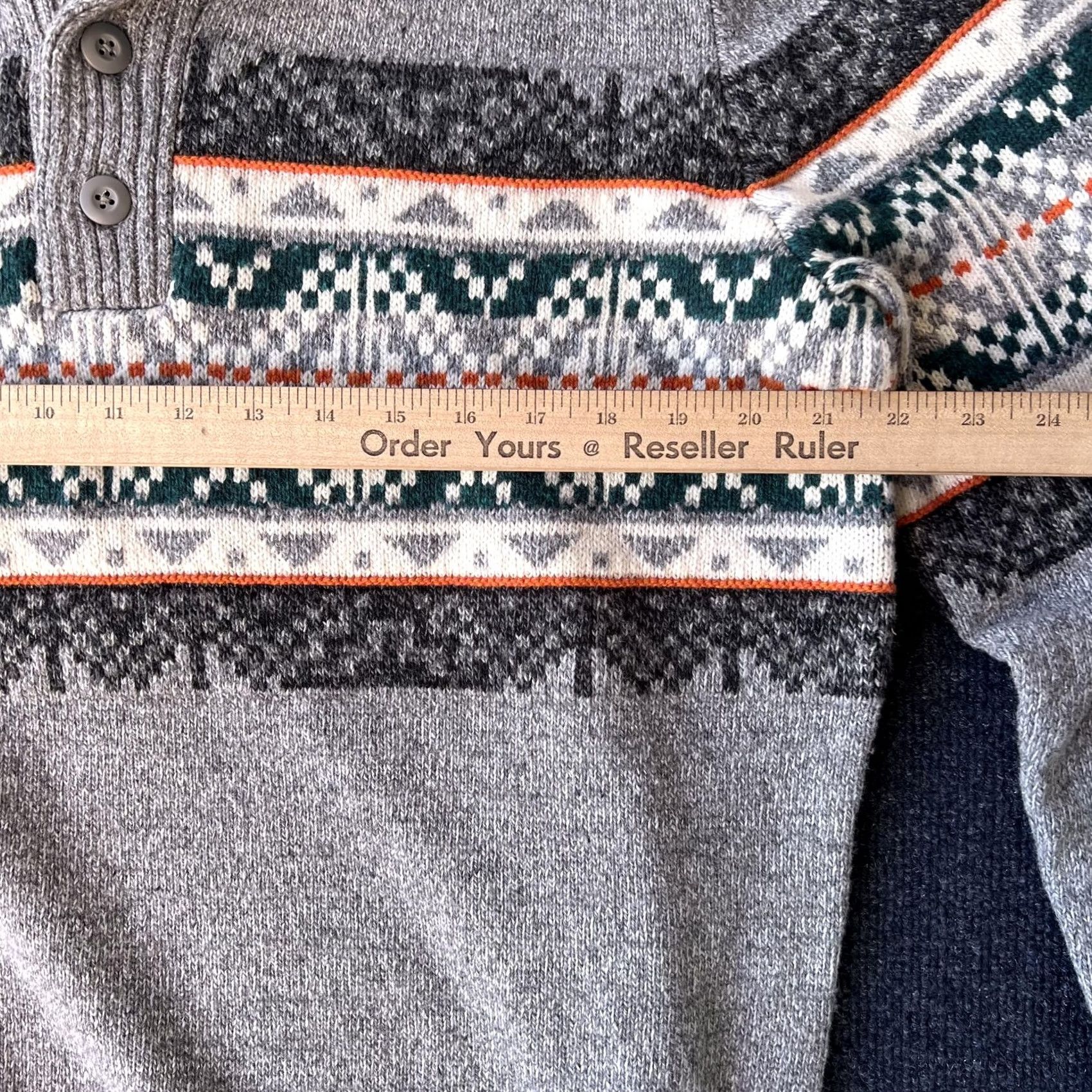 American Eagle Outfitters VINTAGE American Eagle Sweater Mens XL Gray Shawl Collar Fair Isle Nordic Pullover Knit Size US XL / EU 56 / 4 - 7 Thumbnail