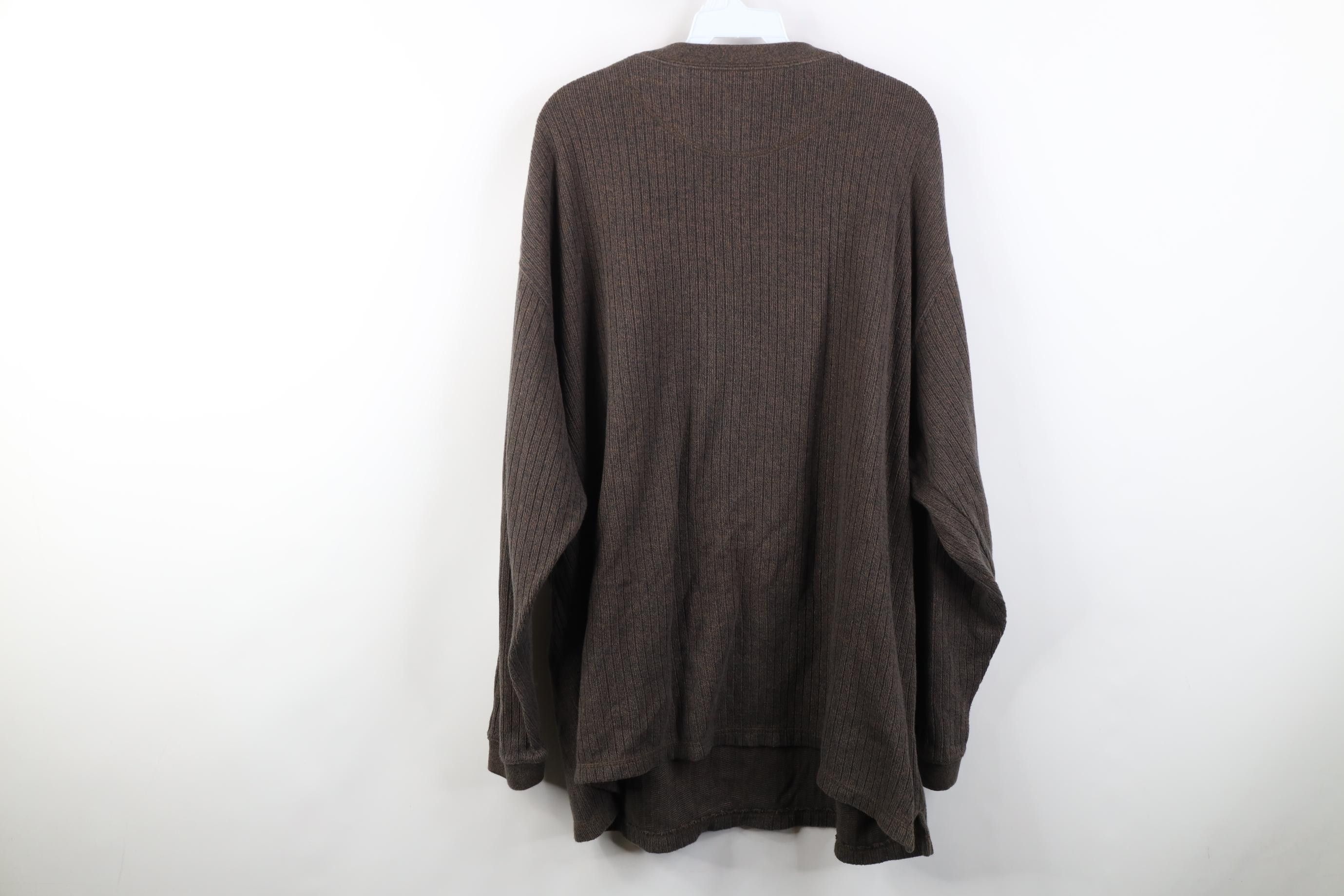 Vintage Vintage 90s Streetwear Ribbed Knit Henley T-Shirt Brown Size US XXL / EU 58 / 5 - 7 Thumbnail