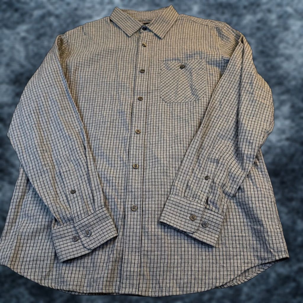Banana Republic Banana Republic Shirt Button-Up Check Windowpane Cotton Mens Large Grey Navy Windowpane Check Shirt Mens Large Size US L / EU 52-54 / 3 - 1 Thumbnail