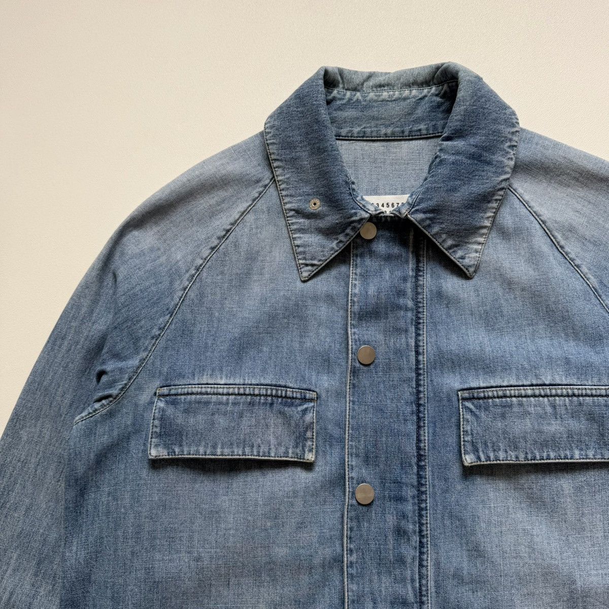 Maison Margiela S/S 19 Washed Blue Zip Denim Utility Shirt Size US M / EU 48-50 / 2 - 6 Thumbnail
