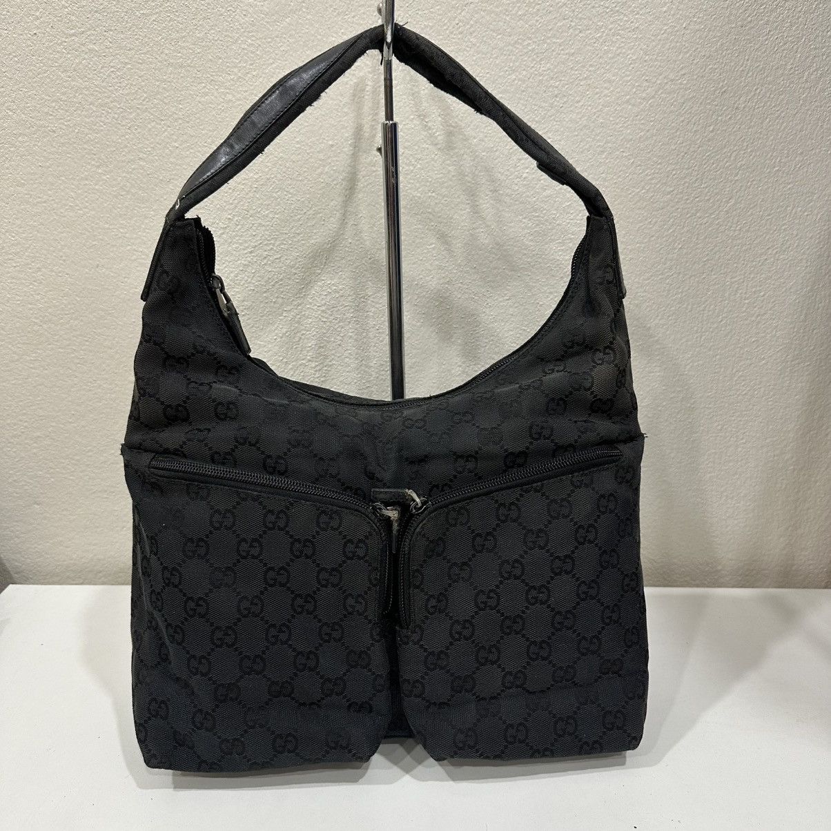 Gucci ‼️YES‼️ GUCCI BLACK SLOUCHY GG MONOGRAM HOBO BAG Size ONE SIZE - 2 Thumbnail