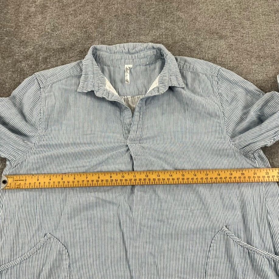 Vintage VINTAGE Lulu B Women’s Tunic Shirt Long Sleeve Striped Cotton Collared Pockets Casual Summer Size L / US 10 / IT 46 - 4 Thumbnail