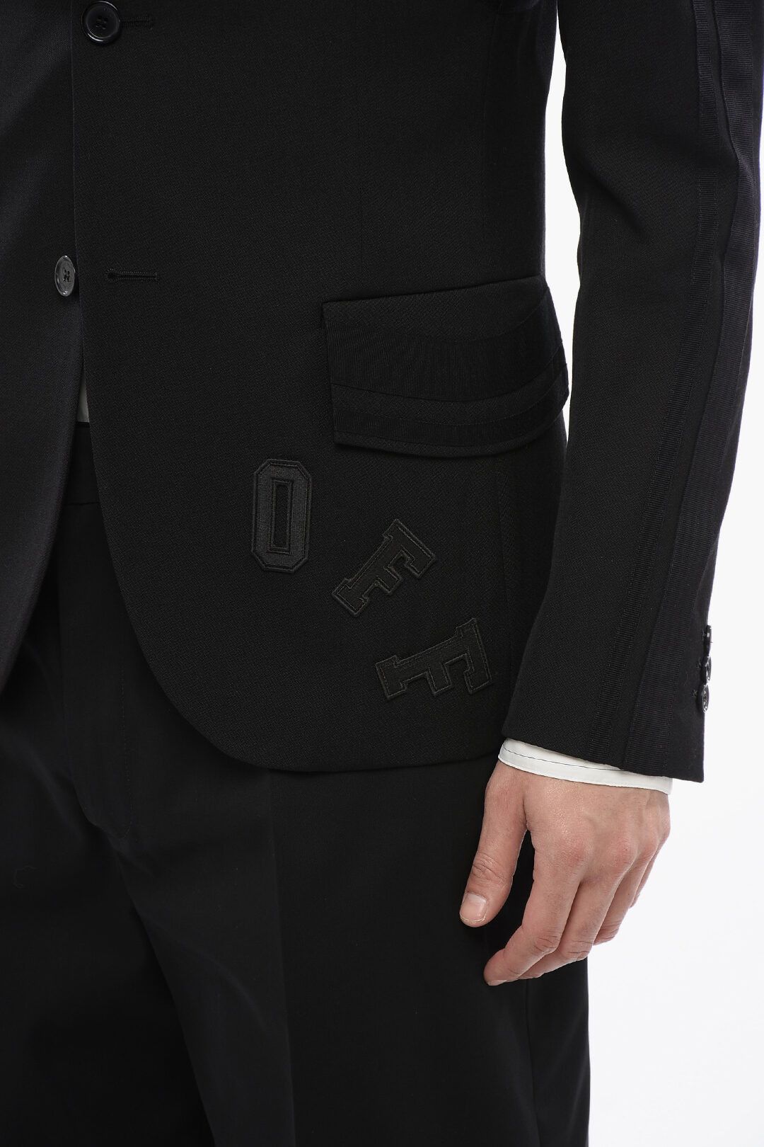 Off-White og1mm1025 Virgin Wool Formal Vars Blazer in Black Size US S / EU 44-46 / 1 - 4 Thumbnail