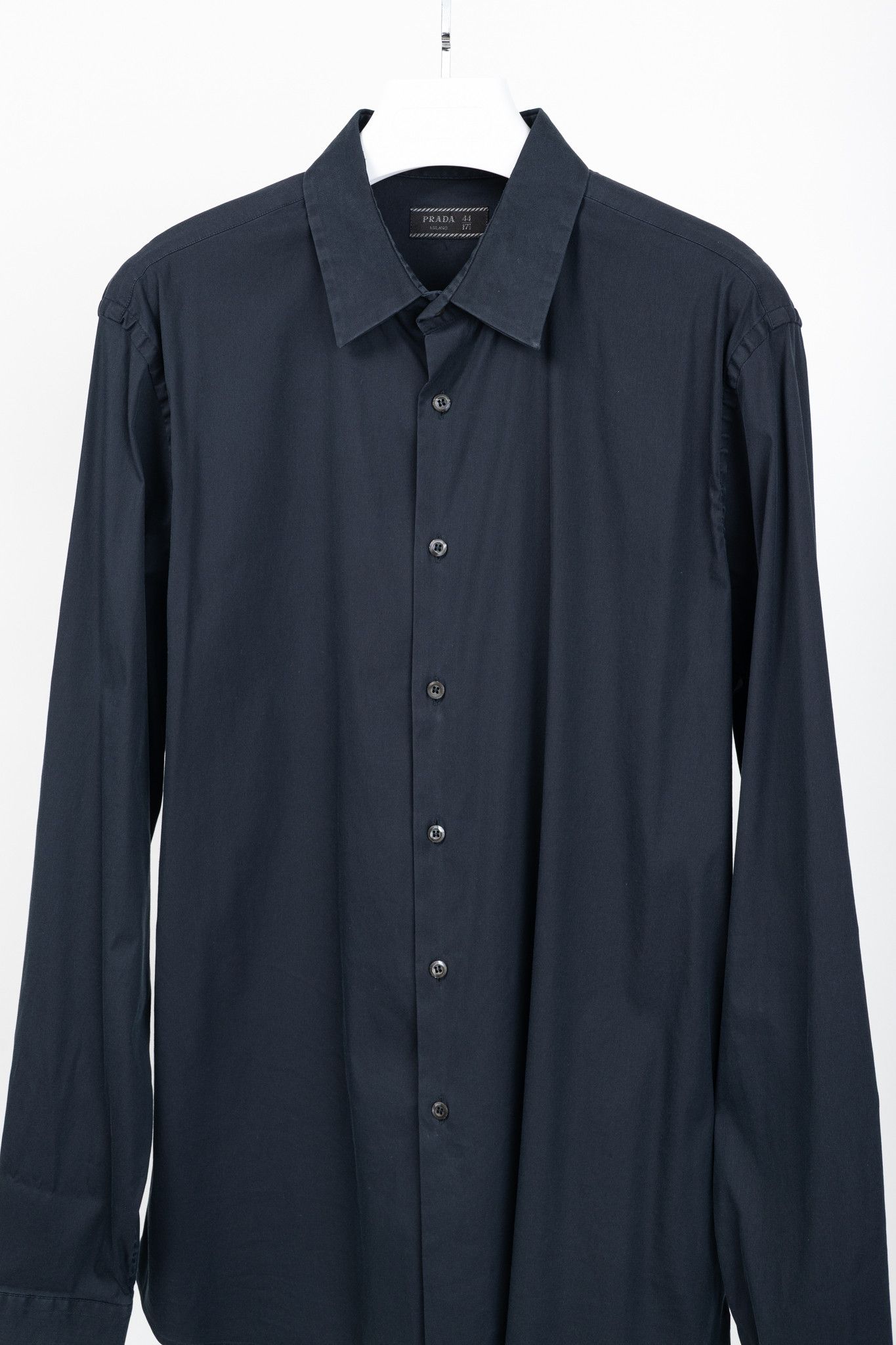 Prada Prada Navy Cotton-Poplin Buttoned Shirt Size US XL / EU 56 / 4 - 3 Thumbnail