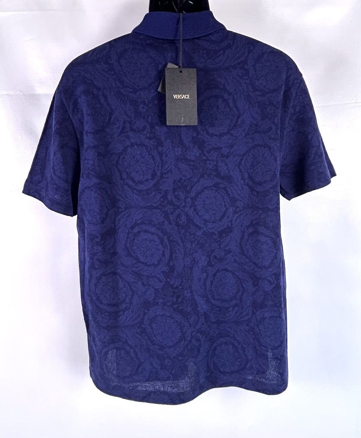 Versace Versace Barocco Jacquard pique Polo Navy Blue XL Italy Size US XL / EU 56 / 4 - 2 Thumbnail