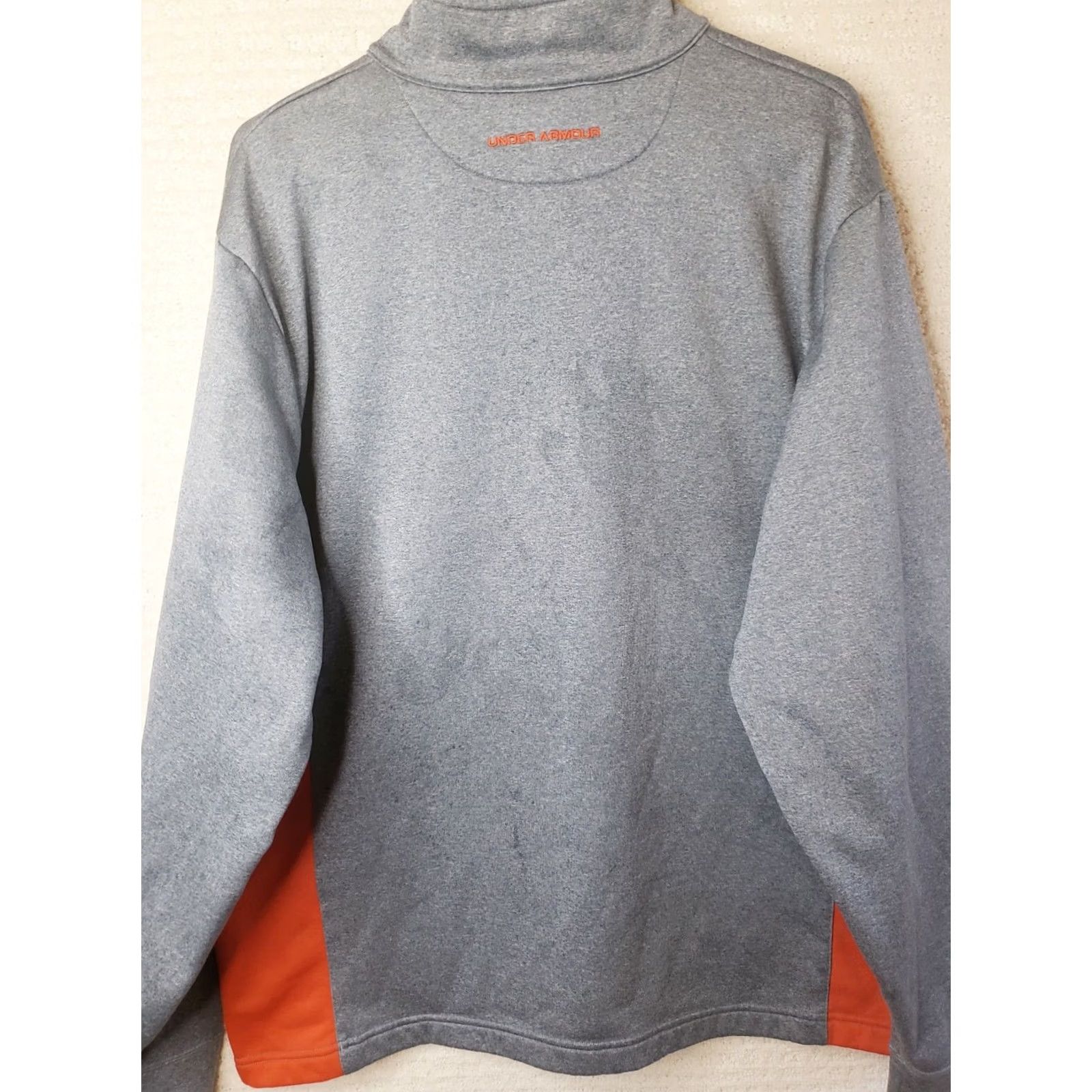 Under Armour Mens Under Armour Half Zip Up Track Warm Up Jacket XL Gray Orange Jacket Track Jacket Mens Regular Size XL Gray Orange Size US XL / EU 56 / 4 - 5 Thumbnail