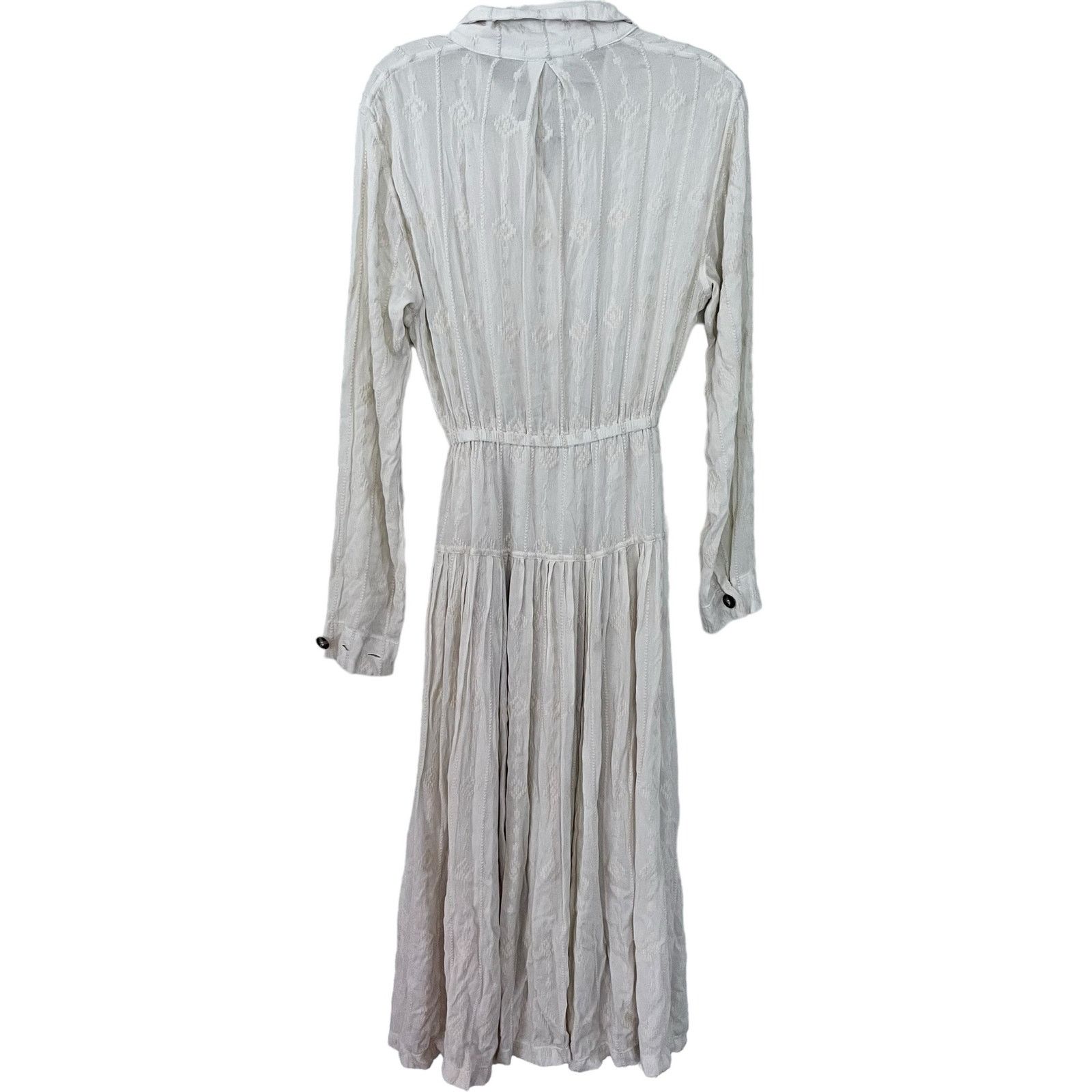 Free People Free People Diamond Head Embroidered Midi Dress Raw Linen Size XS / US 0-2 / IT 36-38 - 7 Thumbnail
