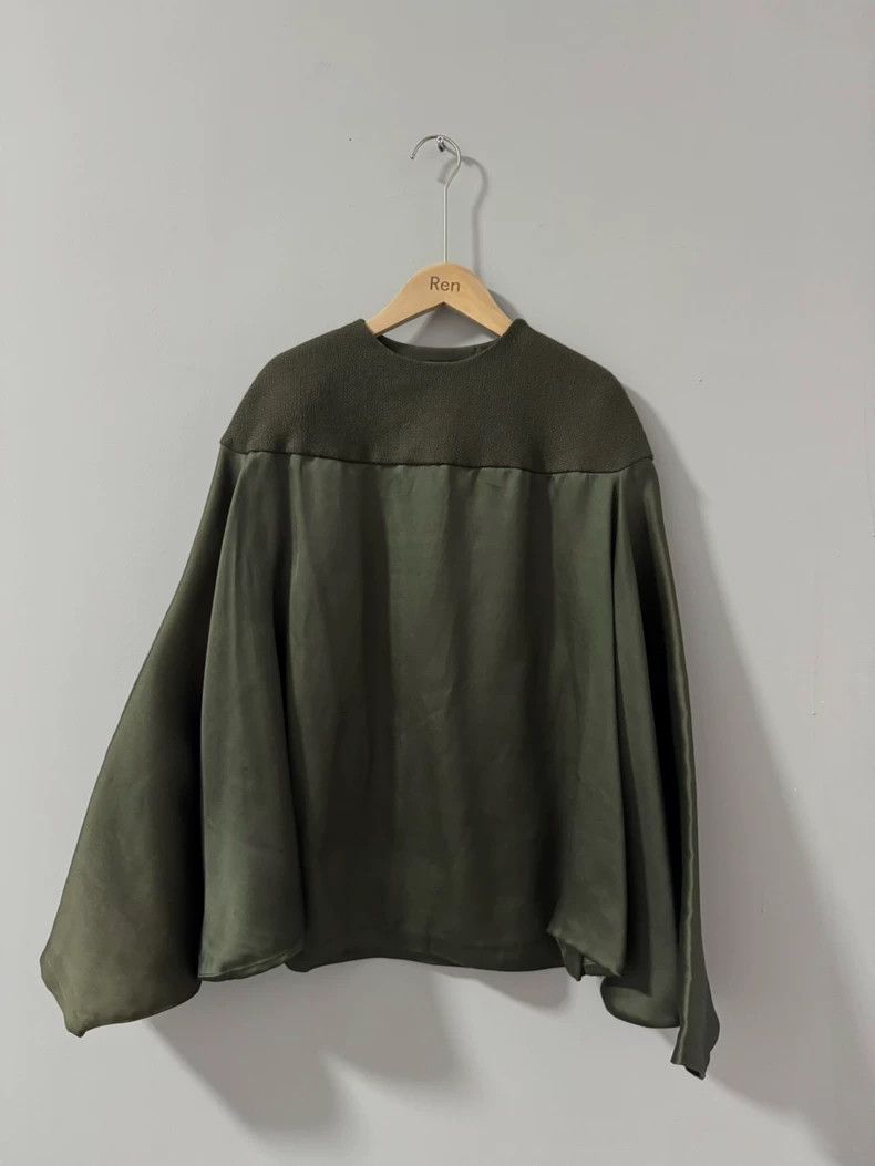 Haider Ackermann Haider Ackermann Olive green satin patchwork cloak Size S / US 4 / IT 40 - 3 Thumbnail